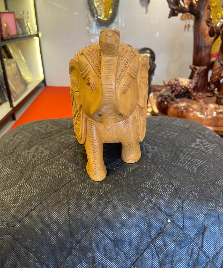 Handcrafted Wooden Salute Elephant Sculpture | Gallory Hive