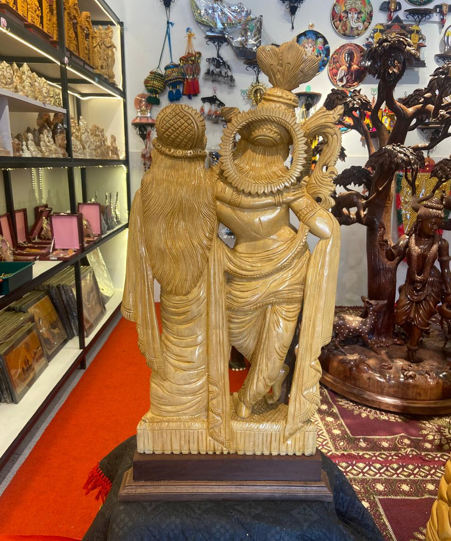 Handcrafted Wooden Radha Krishna Sculpture | Gallory Hive