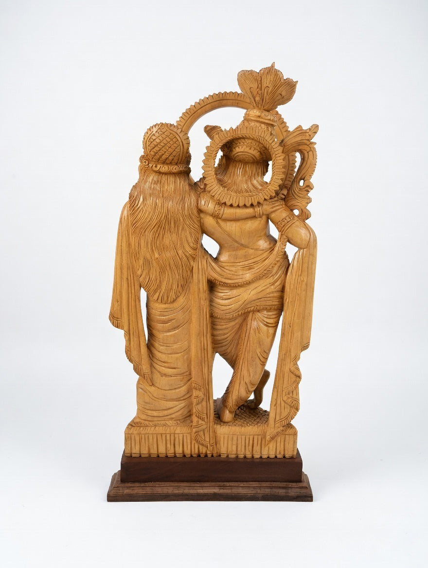 Handcrafted Wooden Radha Krishna Sculpture | Gallory Hive