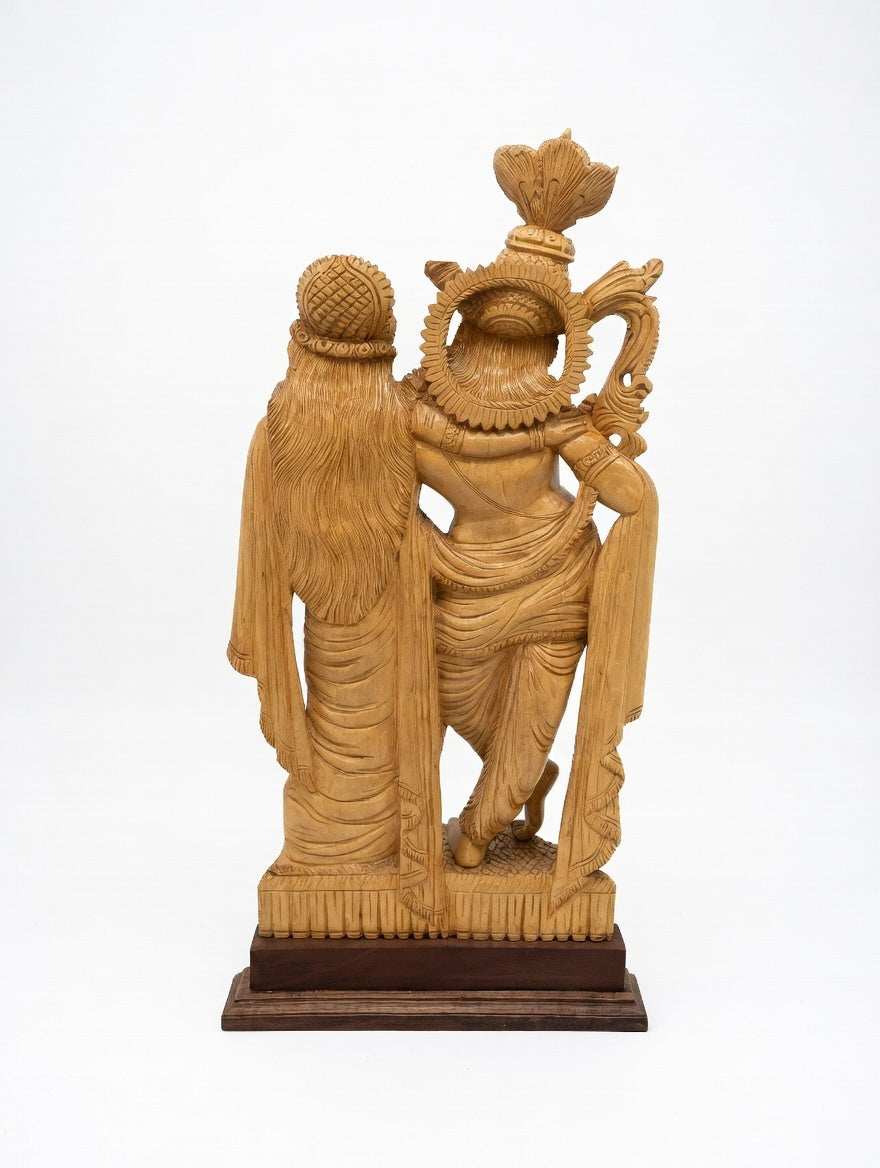 Handcrafted Wooden Radha Krishna Sculpture | Gallory Hive