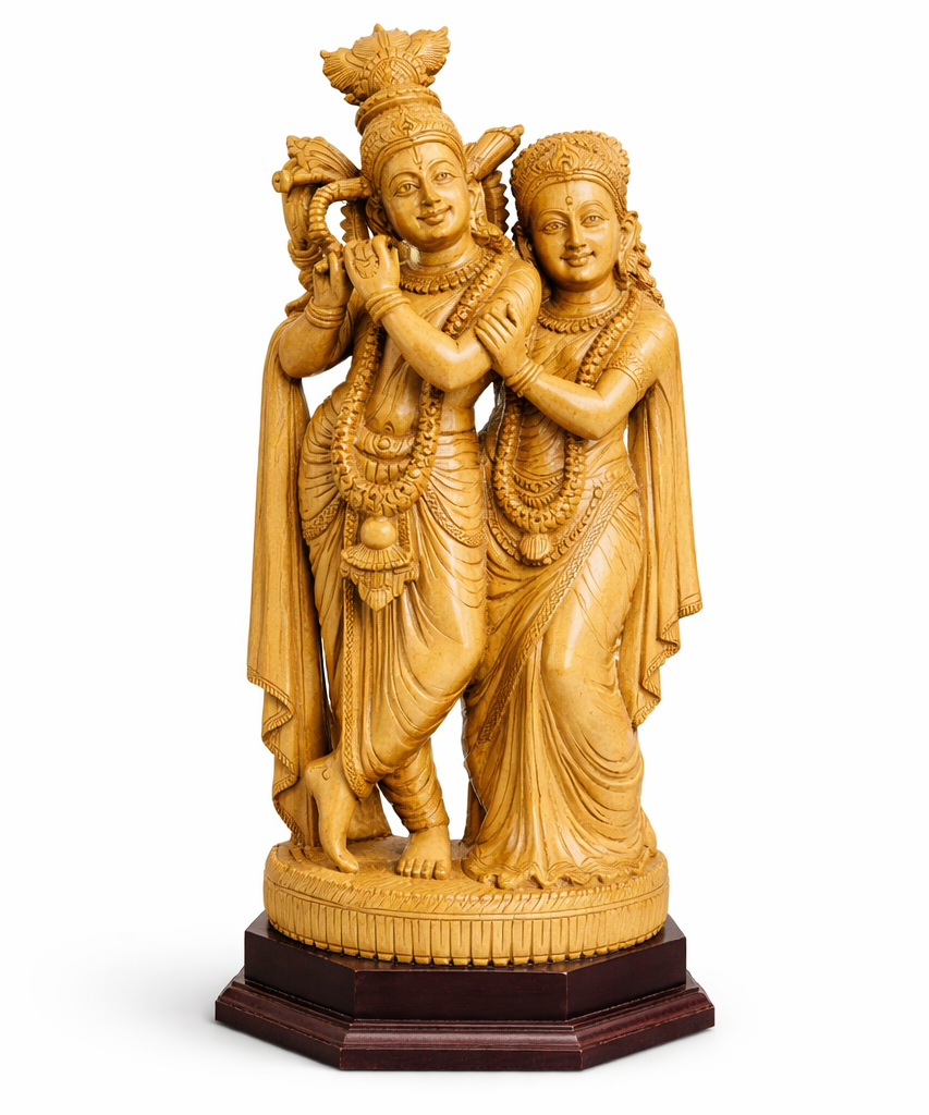 Handcrafted Wooden Radha Krishna Sculpture | Gallory Hive