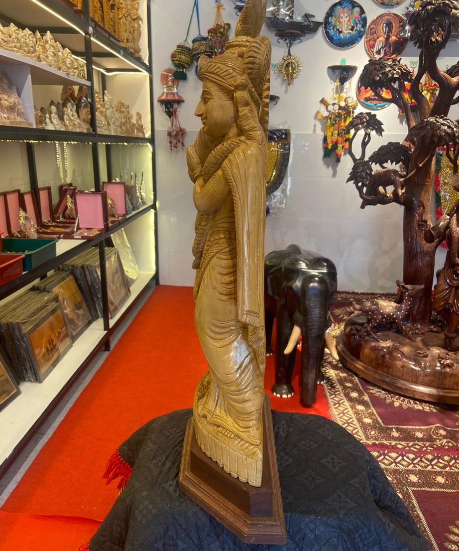 Handcrafted Wooden Radha Krishna Sculpture | Gallory Hive