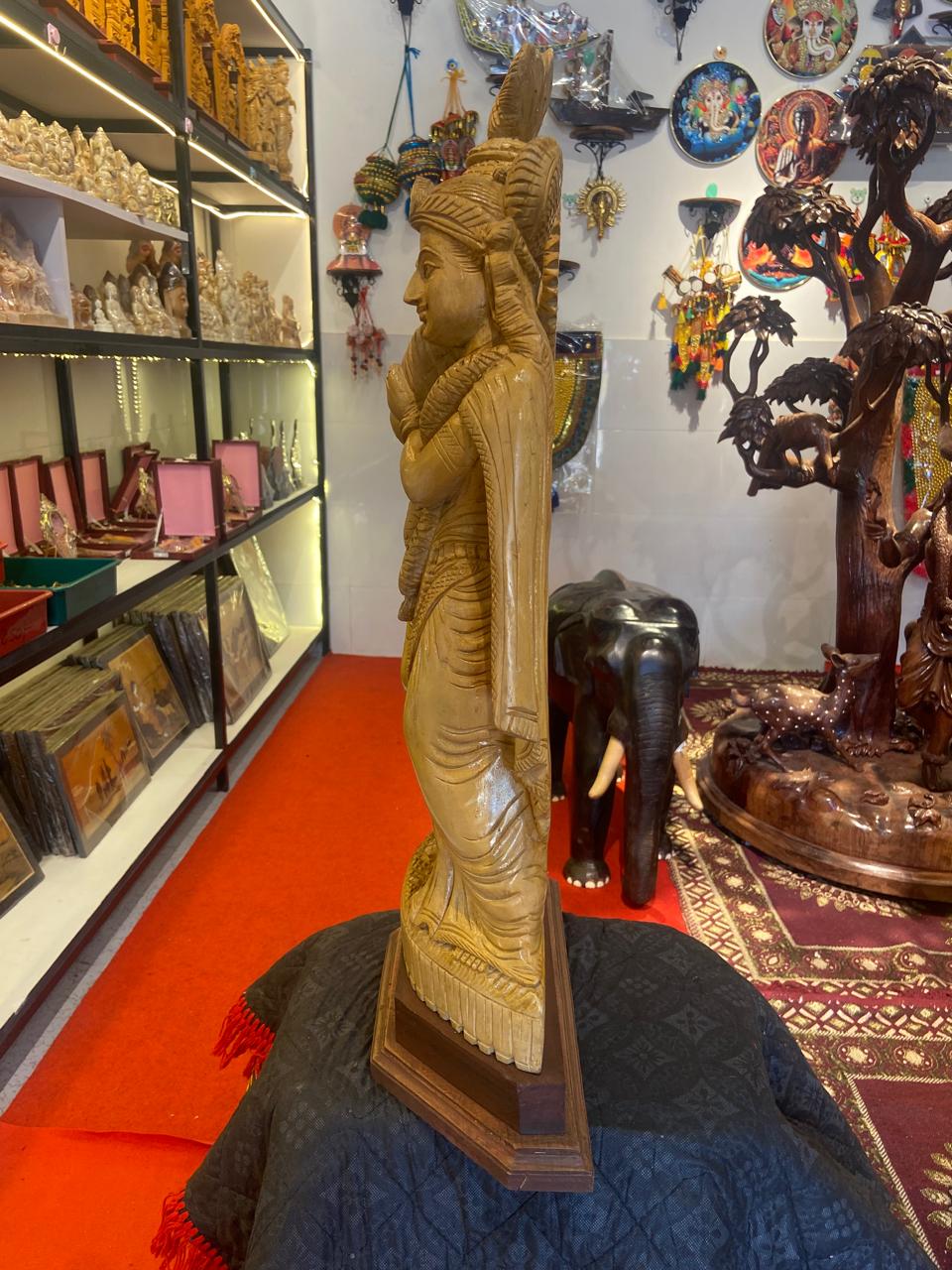 Handcrafted Wooden Radha Krishna Sculpture | Gallory Hive