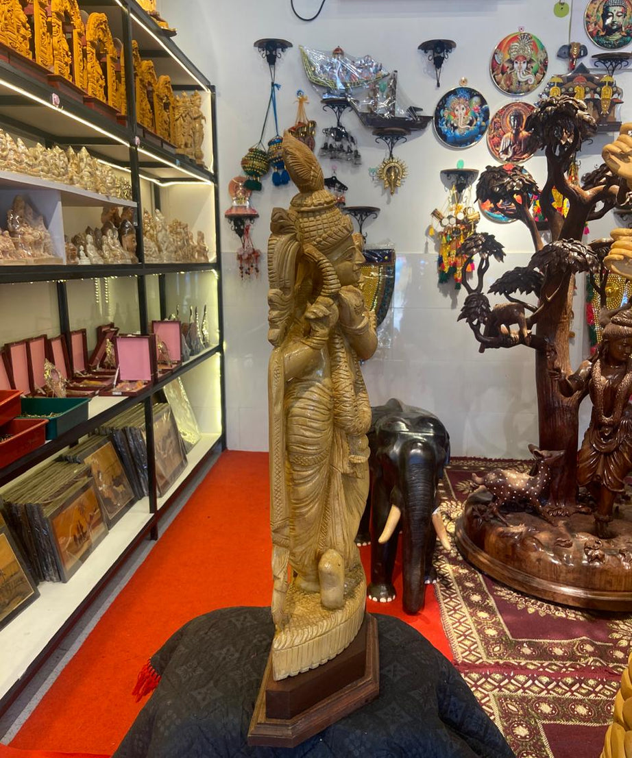 Handcrafted Wooden Radha Krishna Sculpture | Gallory Hive
