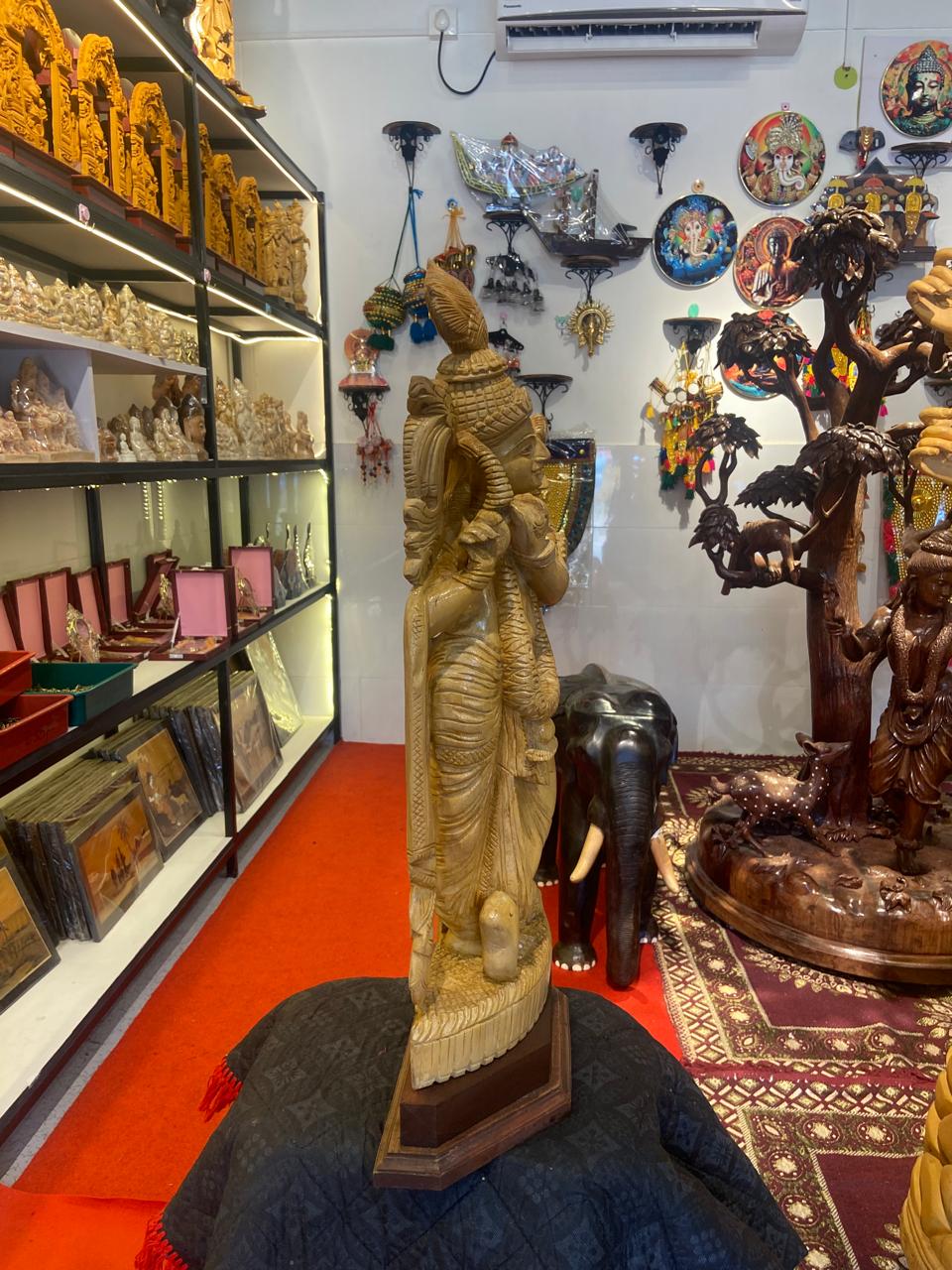 Handcrafted Wooden Radha Krishna Sculpture | Gallory Hive