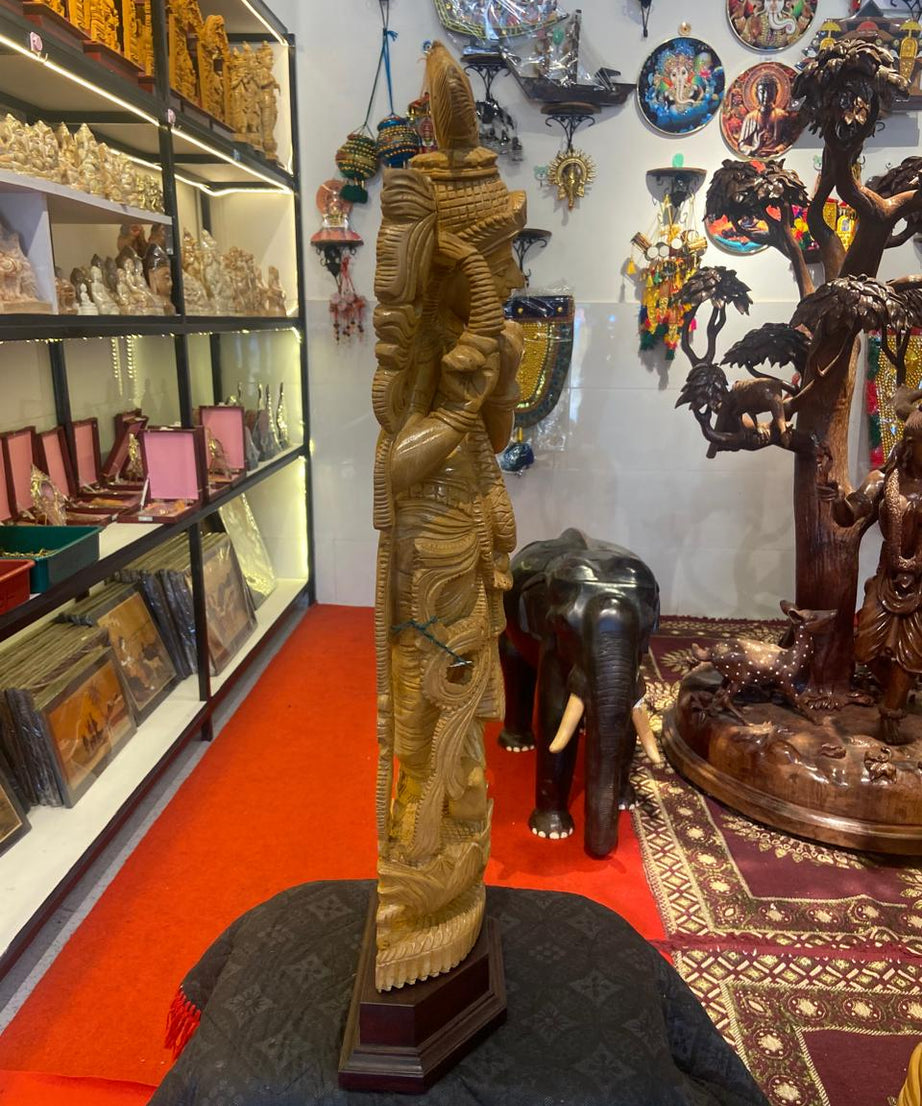 Handcrafted Wooden Vrindavan Krishna Sculpture | Gallory Hive