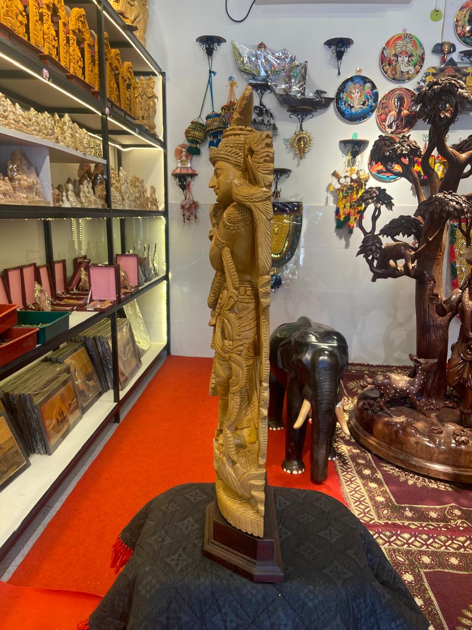 Handcrafted Wooden Vrindavan Krishna Sculpture | Gallory Hive