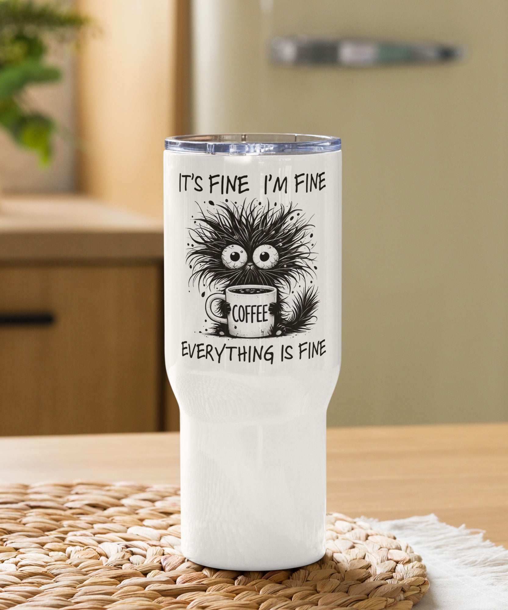Quirky Coffee Cat Insulated Travel Mug | Gallory Hive