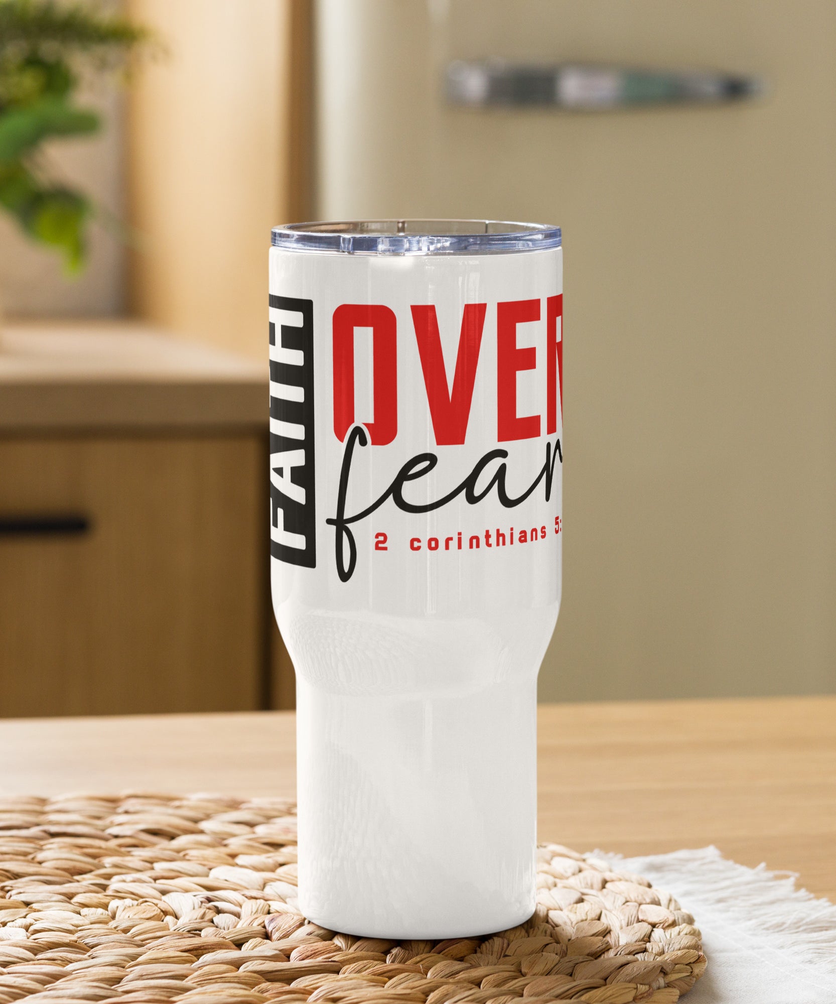 Bold Scripture Travel Tumbler with Handle | Gallory Hive