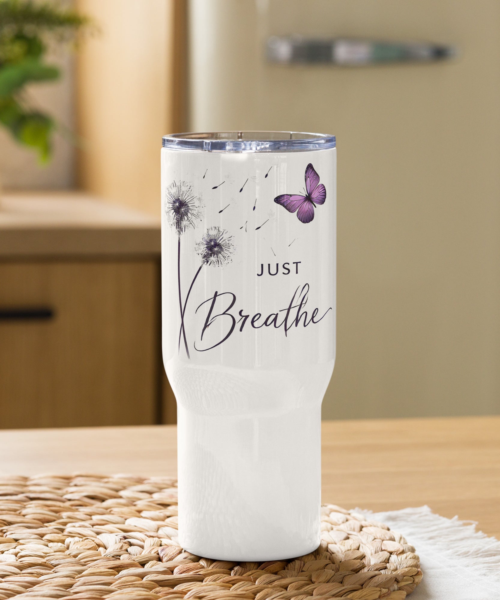 Just Breathe Travel mug with a handle | Gallory Hive