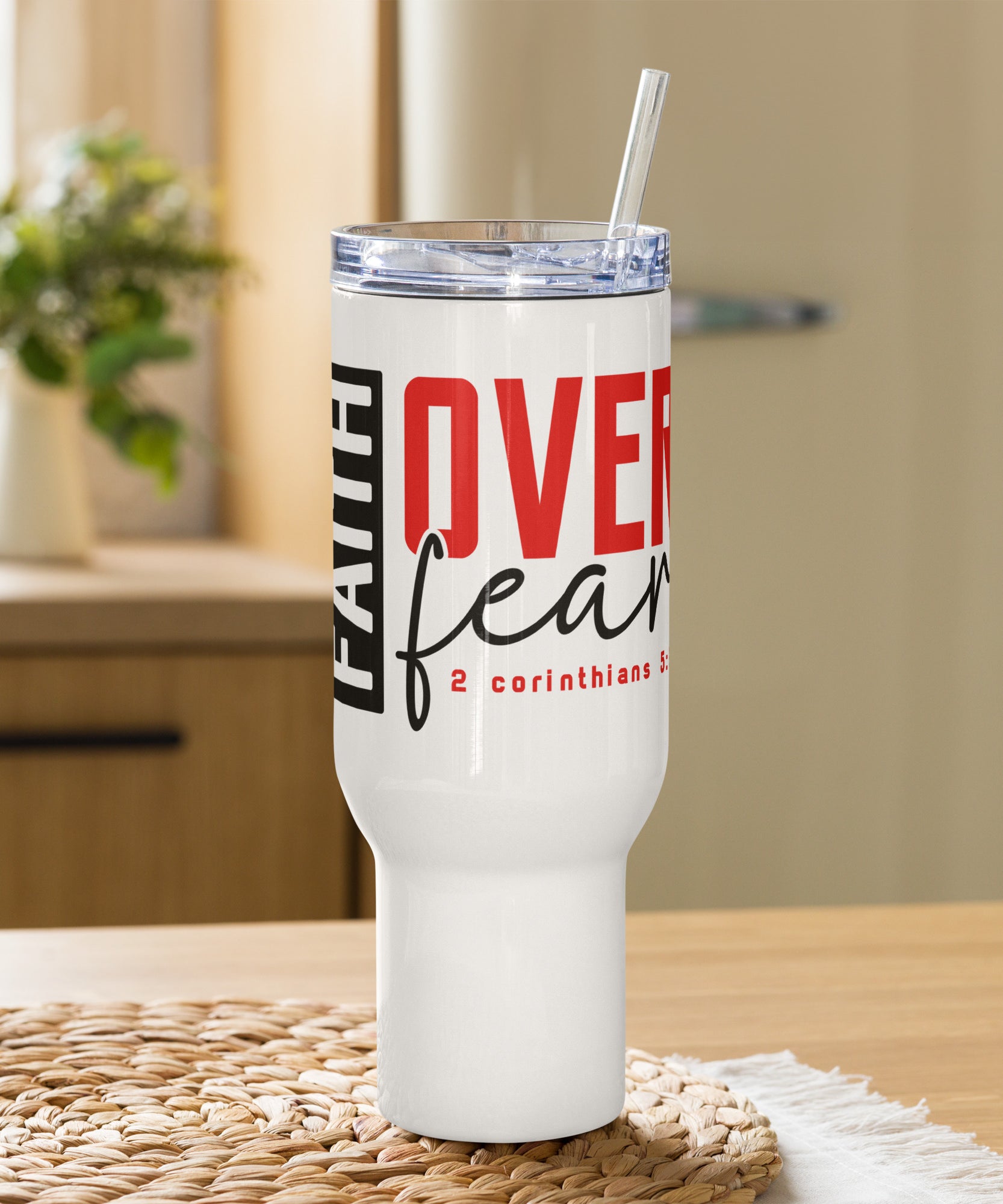 Bold Scripture Travel Tumbler with Handle | Gallory Hive