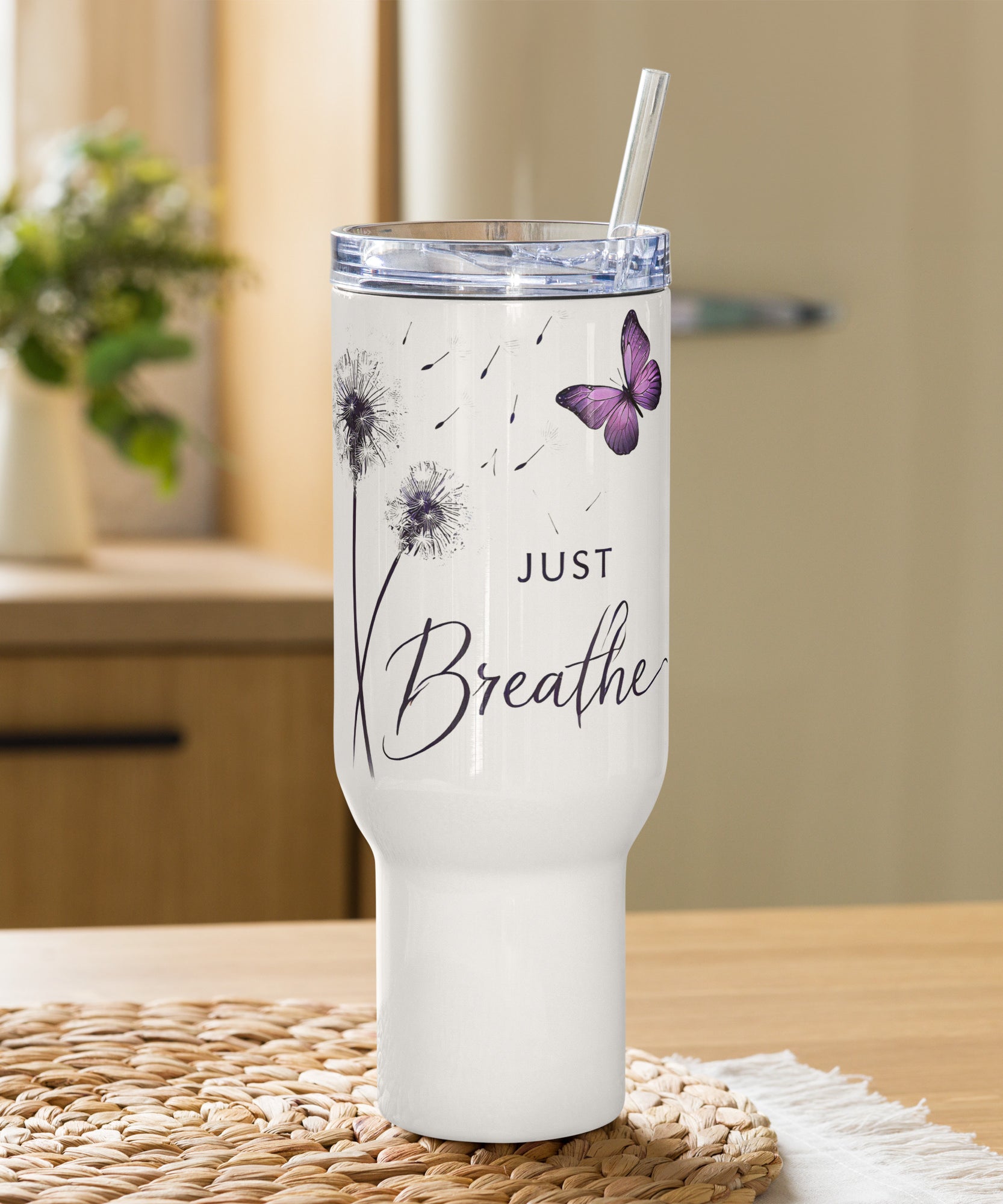 Just Breathe Travel mug with a handle | Gallory Hive