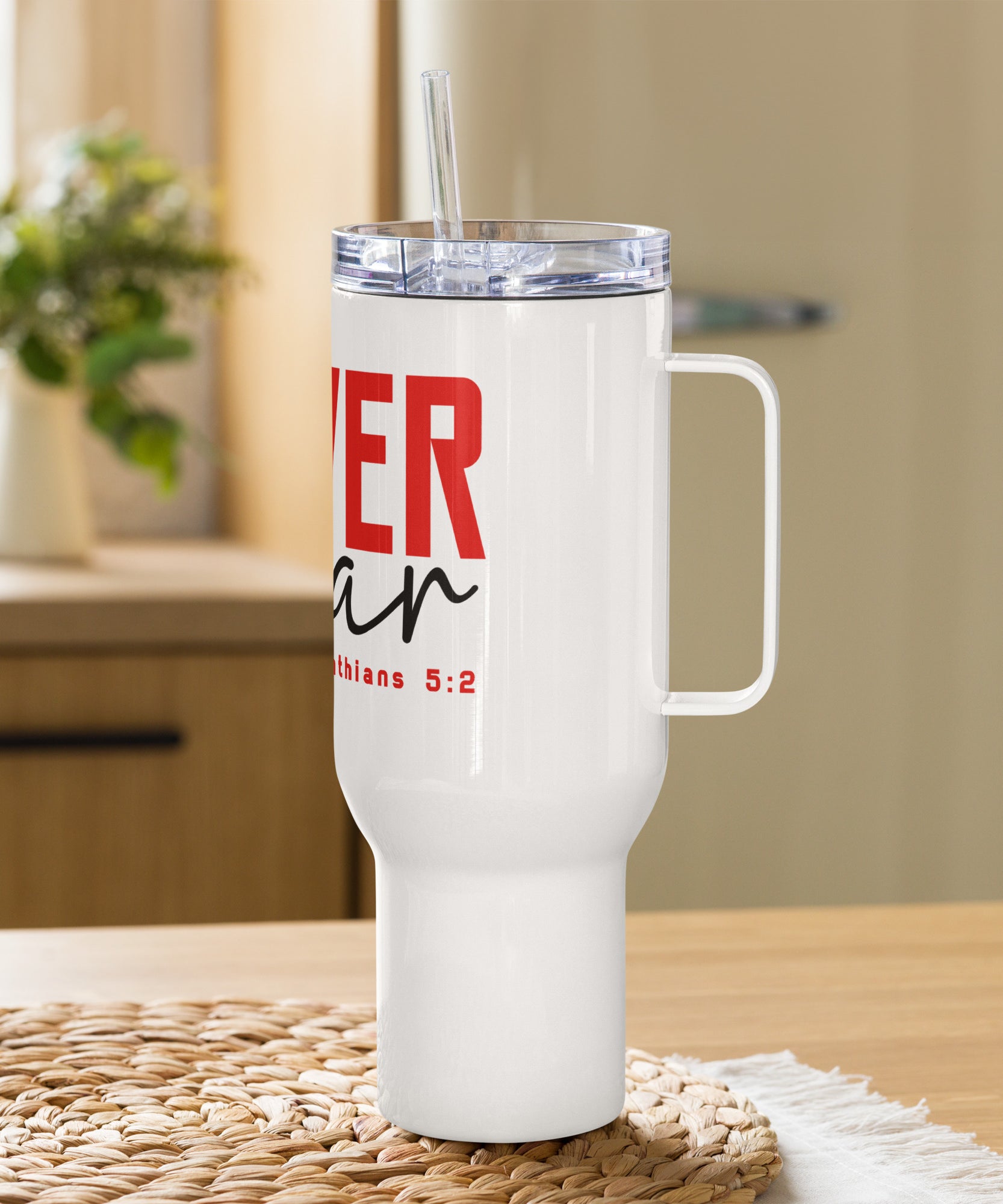 Bold Scripture Travel Tumbler with Handle | Gallory Hive