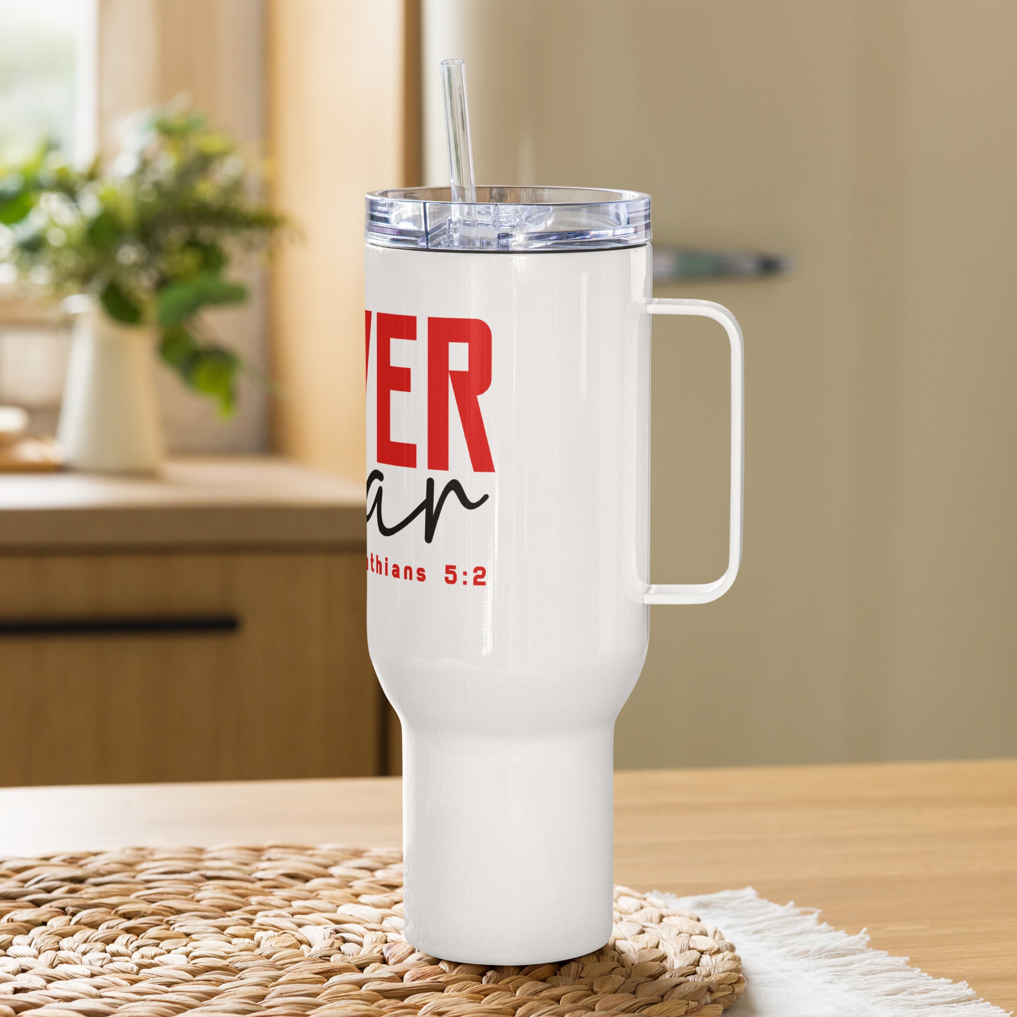 Bold Scripture Travel Tumbler with Handle | Gallory Hive