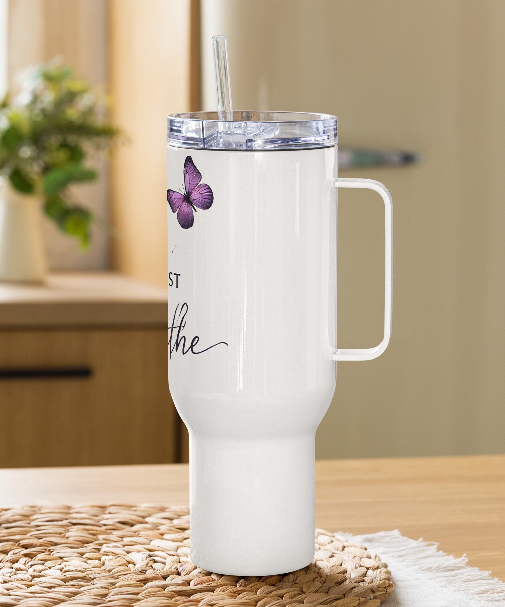 Just Breathe Travel mug with a handle | Gallory Hive