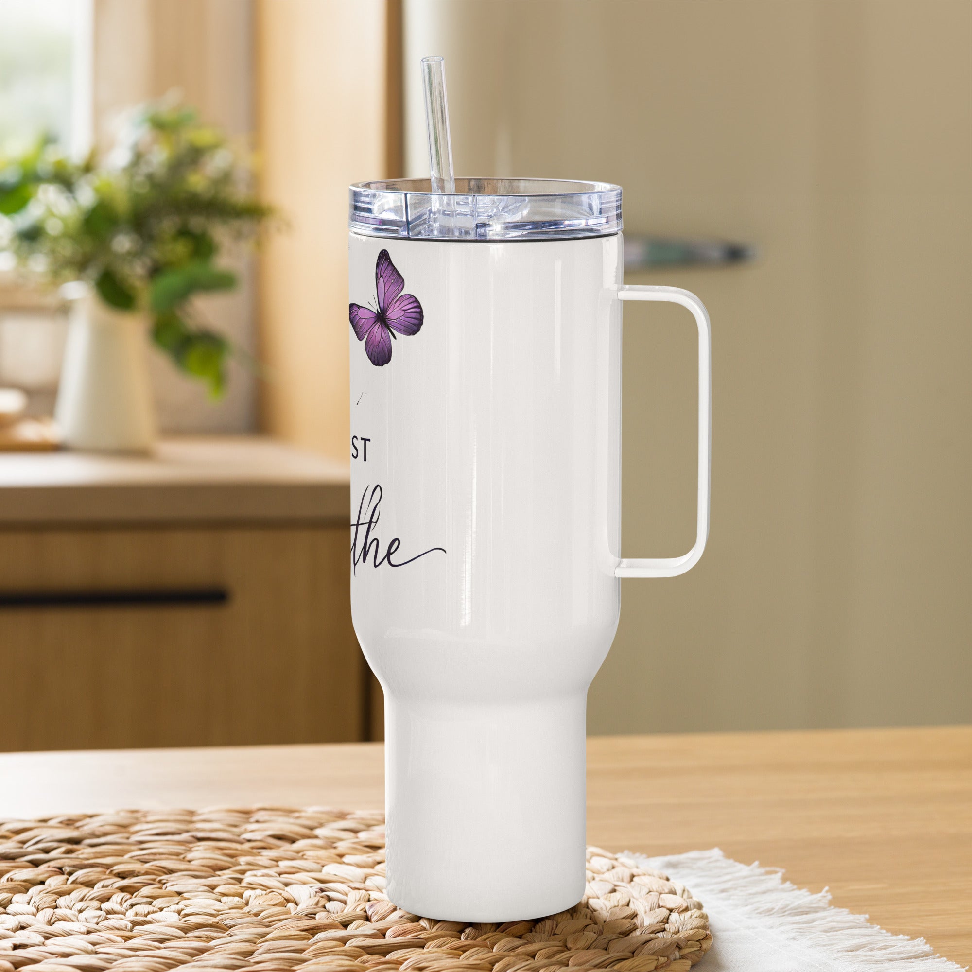 Just Breathe Travel mug with a handle | Gallory Hive