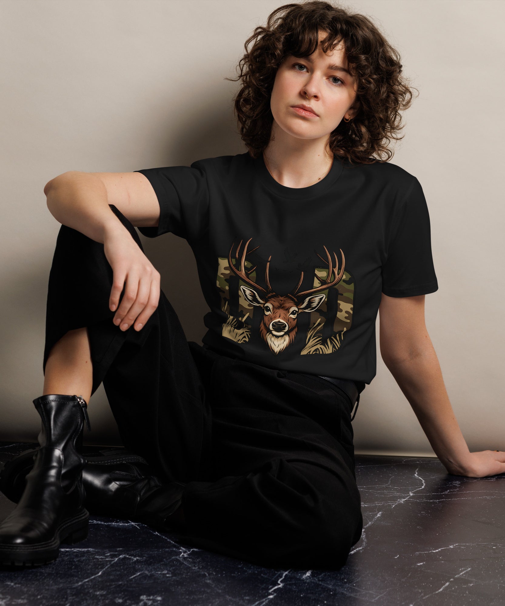 Dad Deer Hunting Premium Cotton T-Shirt | Gallory Hive