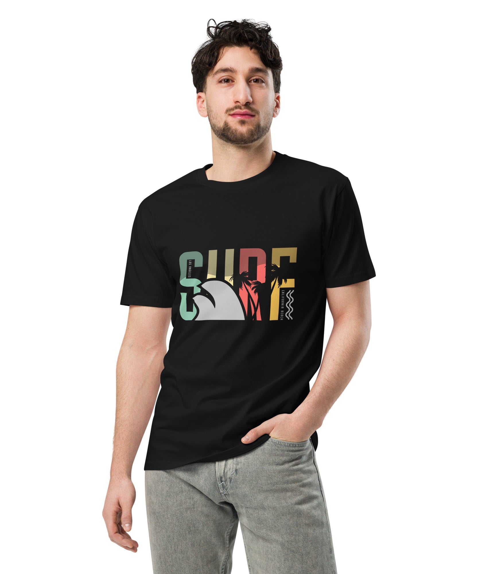 Retro Surf Beach Premium Unisex Cotton T-Shirt | Gallory Hive