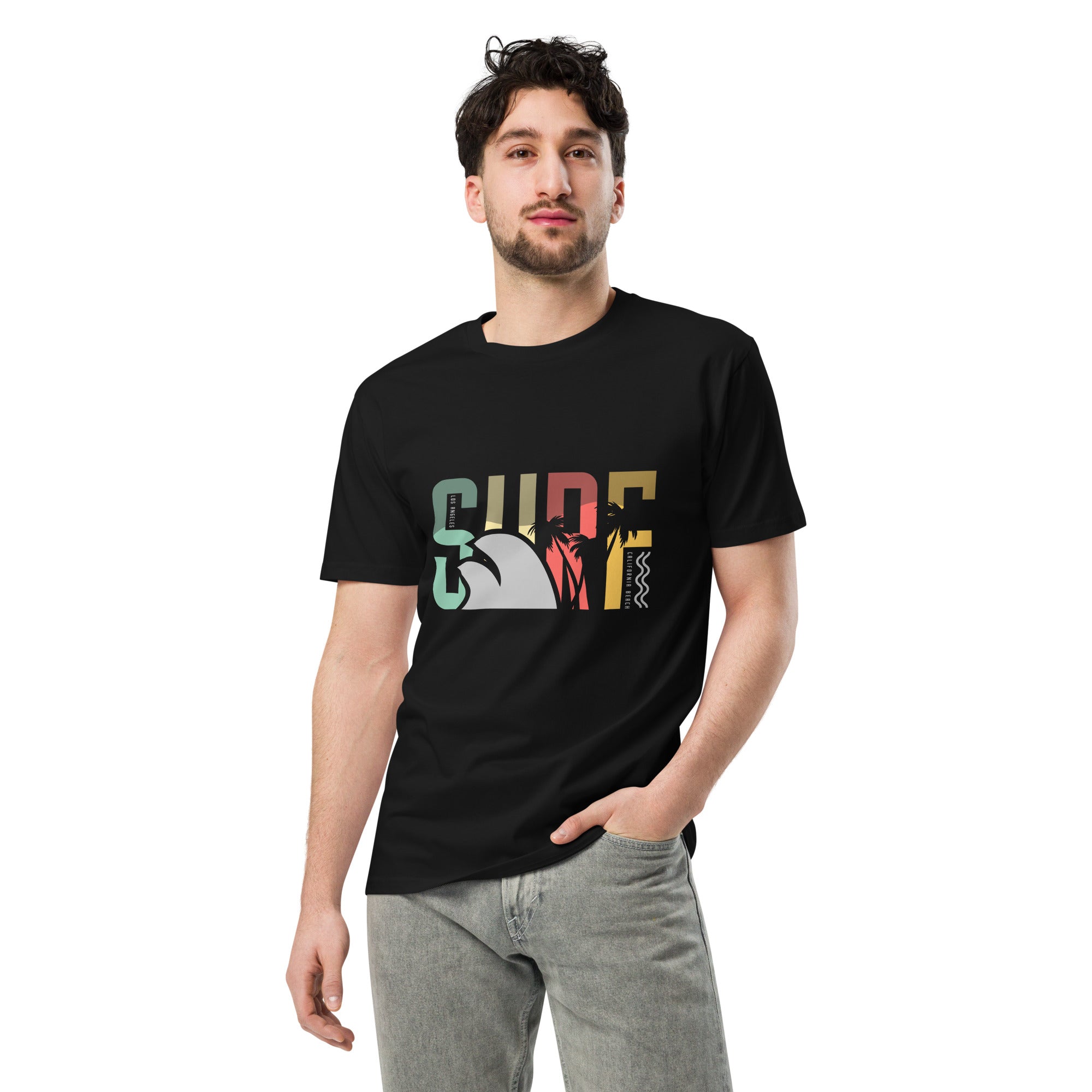 Retro Surf Beach Premium Unisex Cotton T-Shirt | Gallory Hive