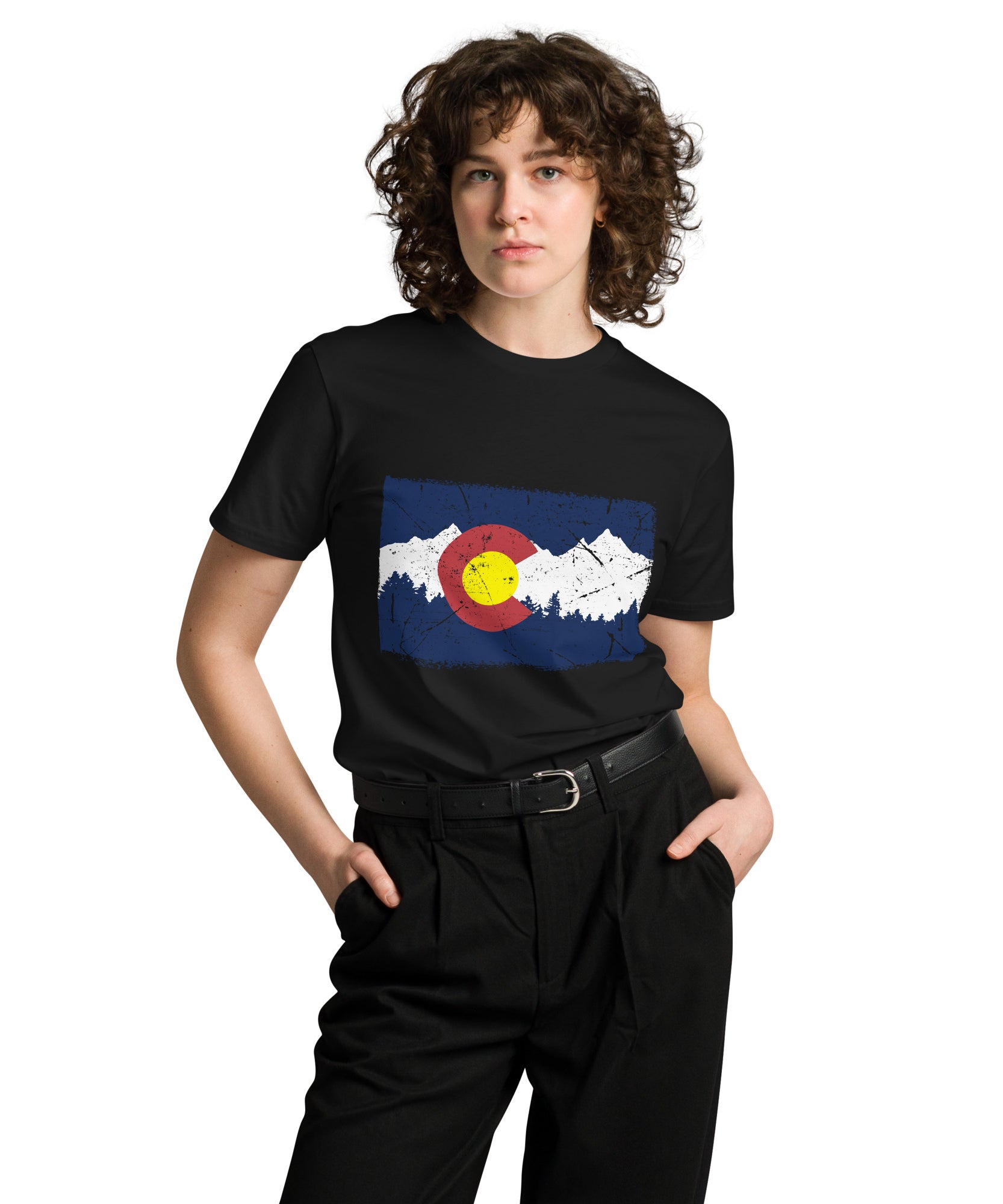 Colorado Mountain Flag Graphic Cotton T-Shirt | Gallory Hive