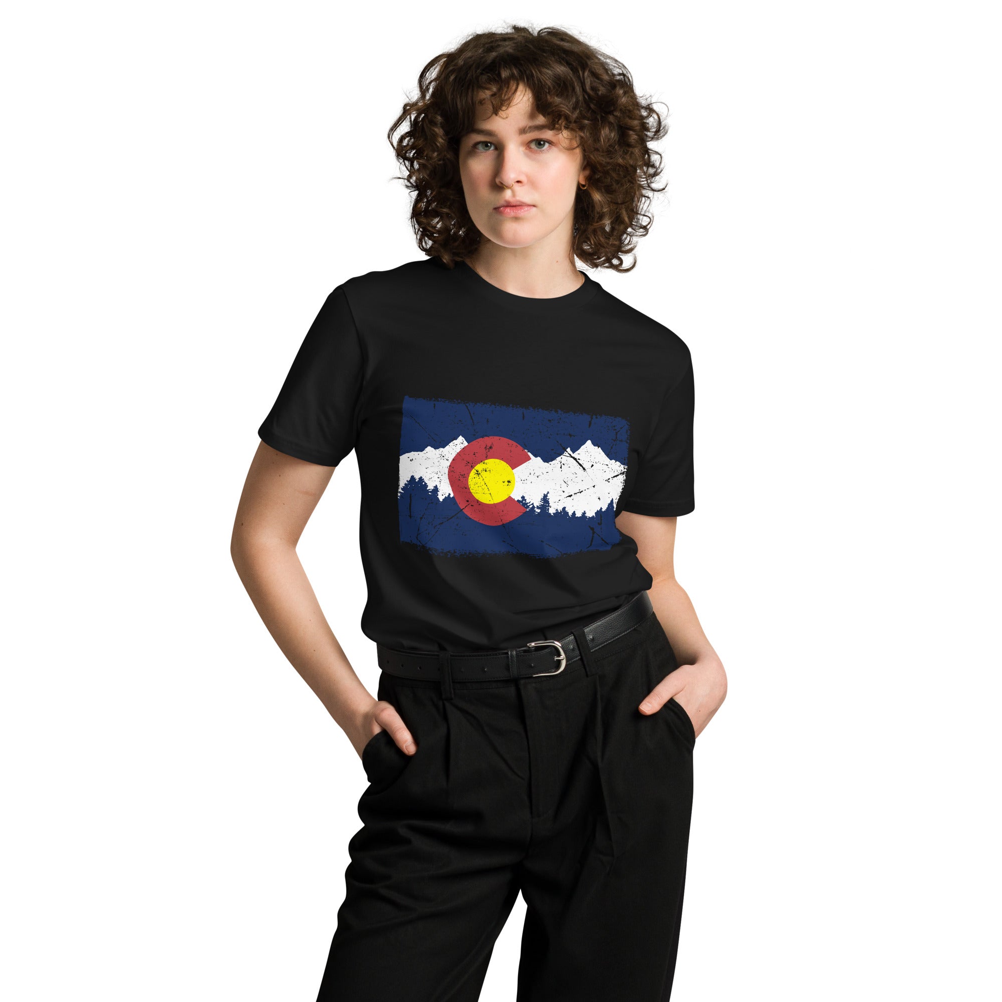 Colorado Mountain Flag Graphic Cotton T-Shirt | Gallory Hive