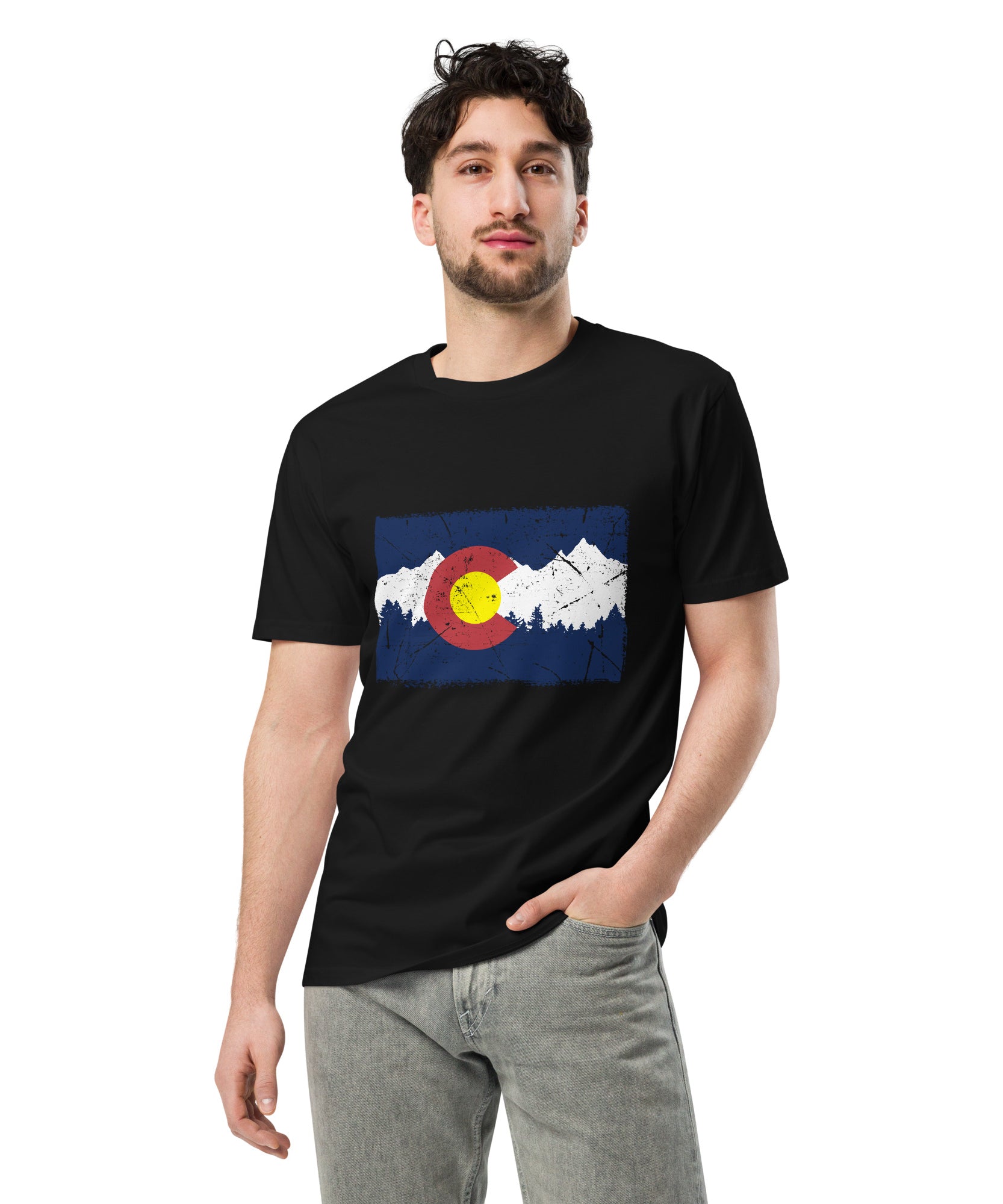 Colorado Mountain Flag Graphic Cotton T-Shirt | Gallory Hive