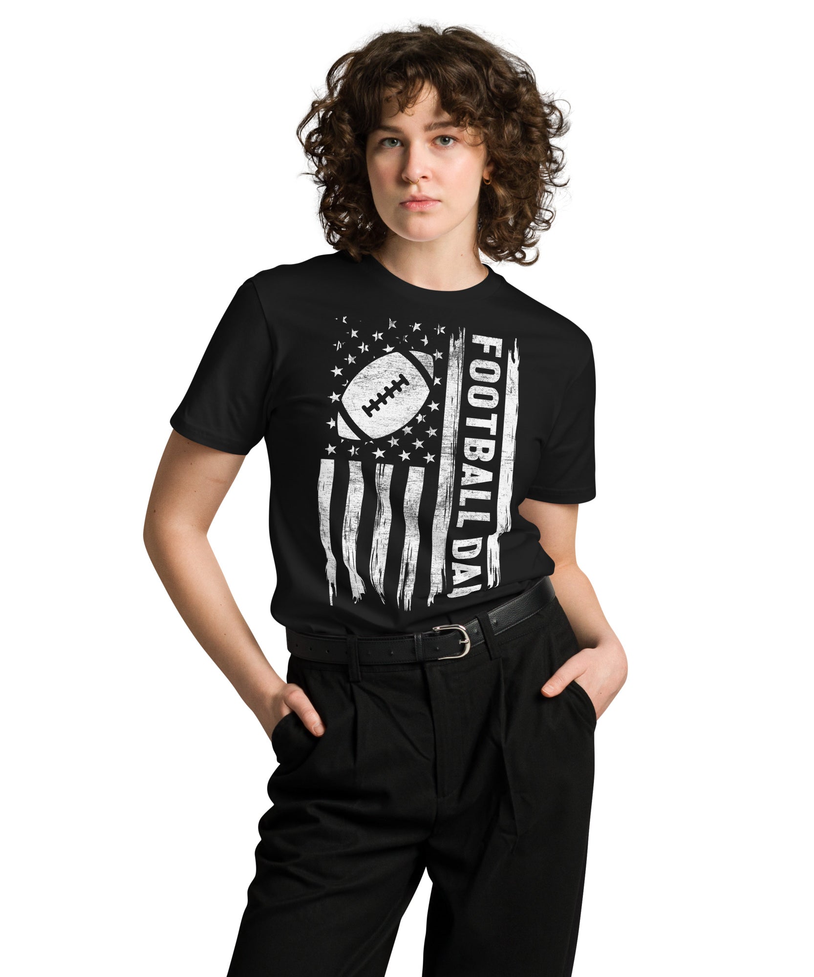 Football Dad American Flag Unisex Cotton T-Shirt