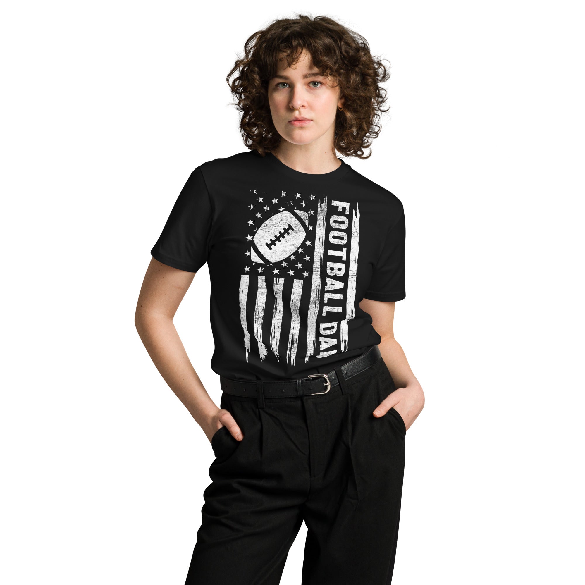 Football Dad American Flag Unisex Cotton T-Shirt
