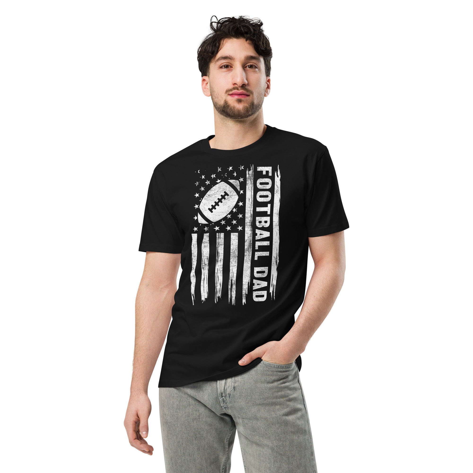 Football Dad American Flag Unisex Cotton T-Shirt