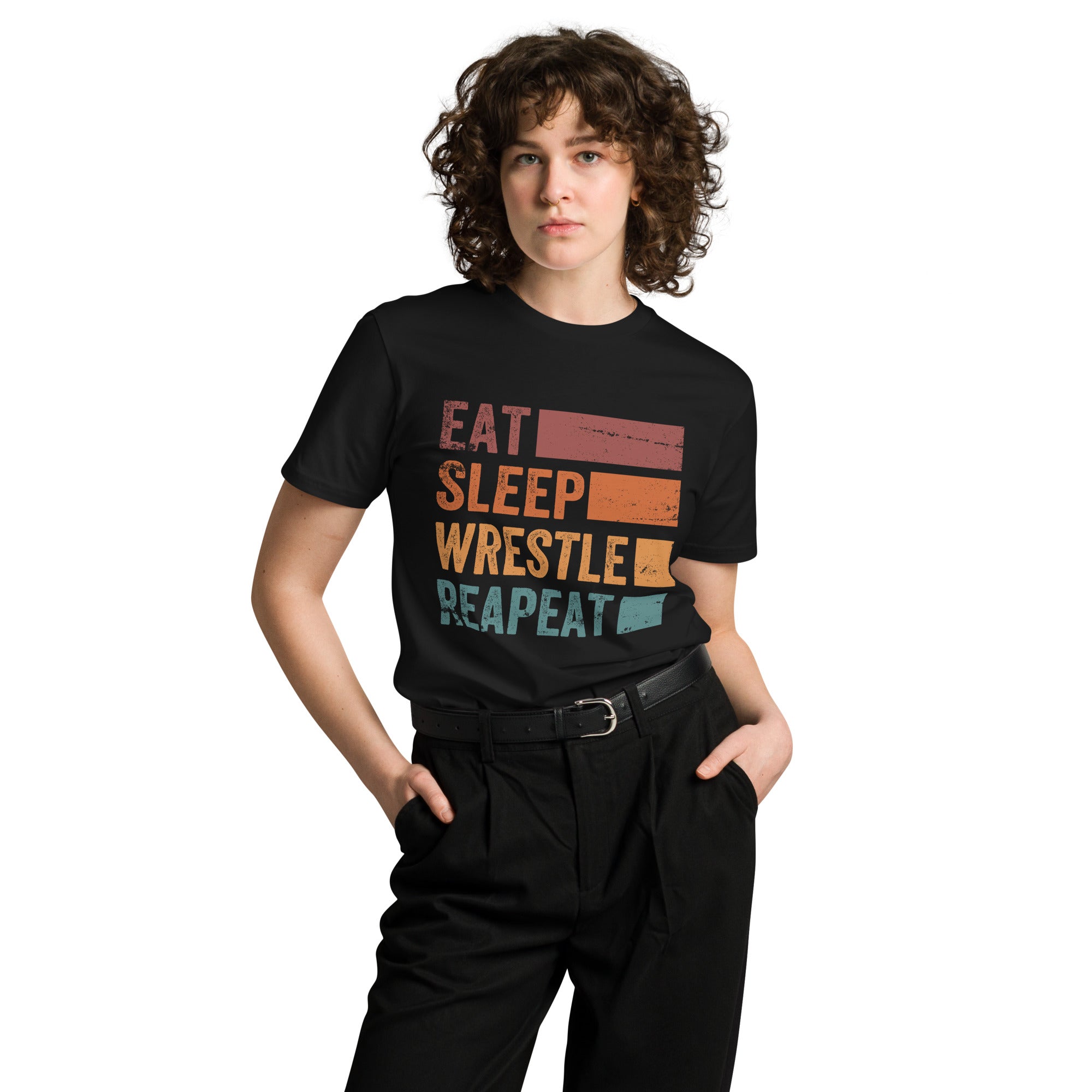 Eat Sleep Wrestle Repeat Wrestling Unisex Premium T-Shirt | Gallory Hive