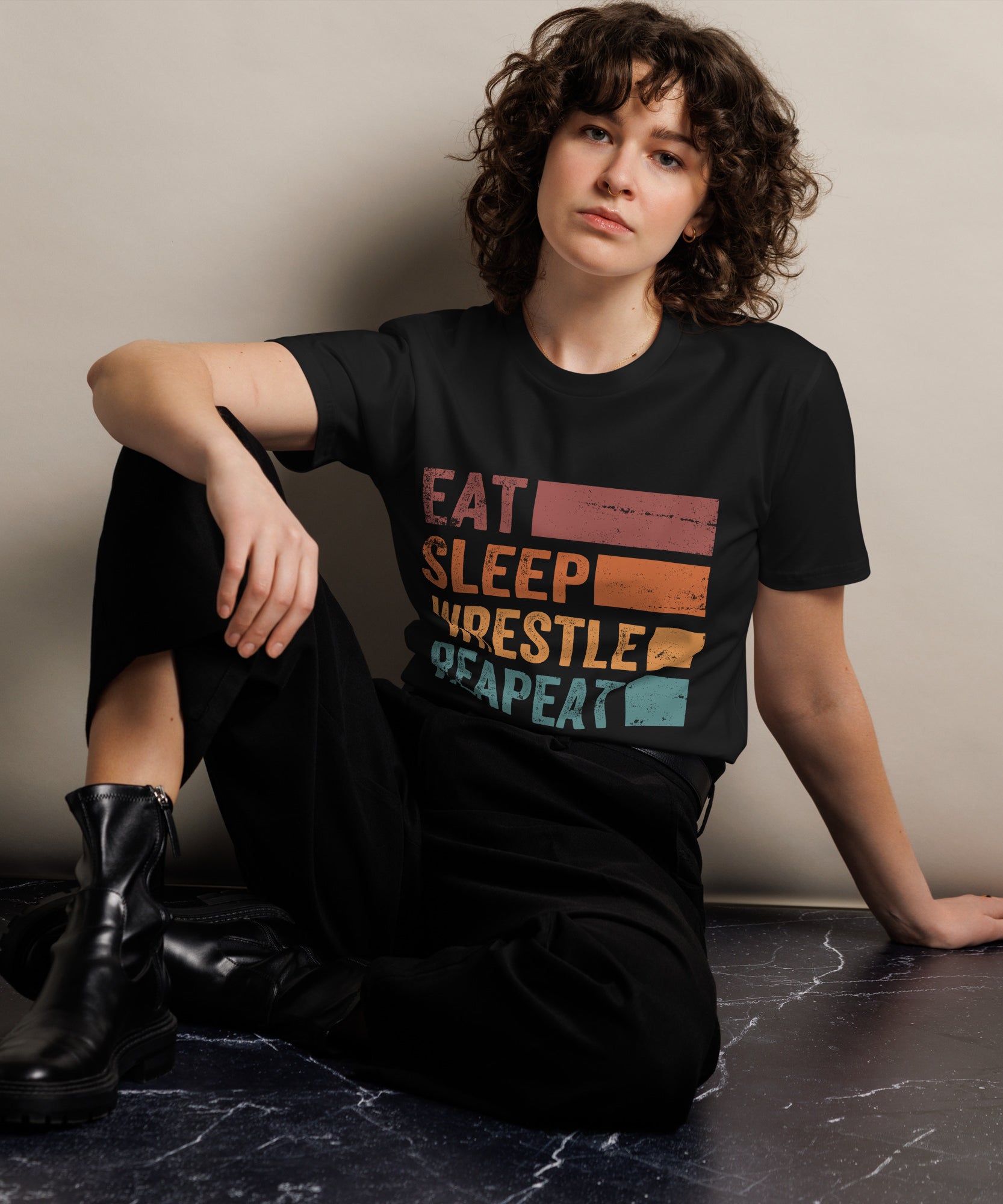 Eat Sleep Wrestle Repeat Wrestling Unisex Premium T-Shirt | Gallory Hive
