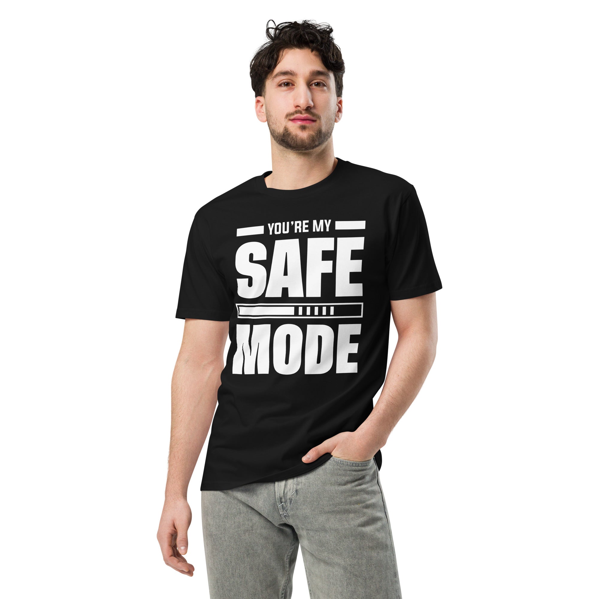 Safe Mode Typography Premium Cotton T-Shirt | Gallory Hive