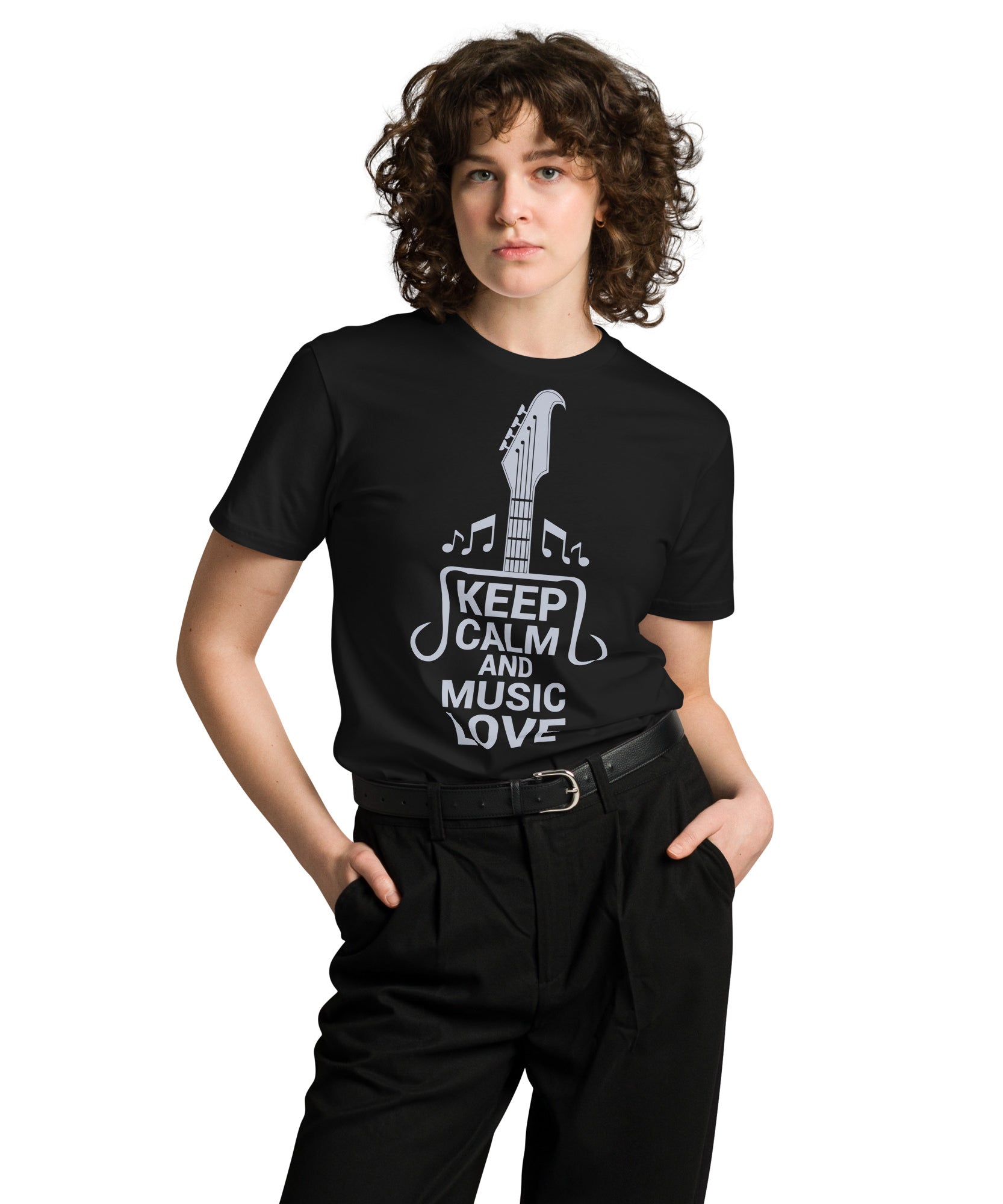 Keep Calm and Music Love Guitar T-Shirt | Gallory Hive