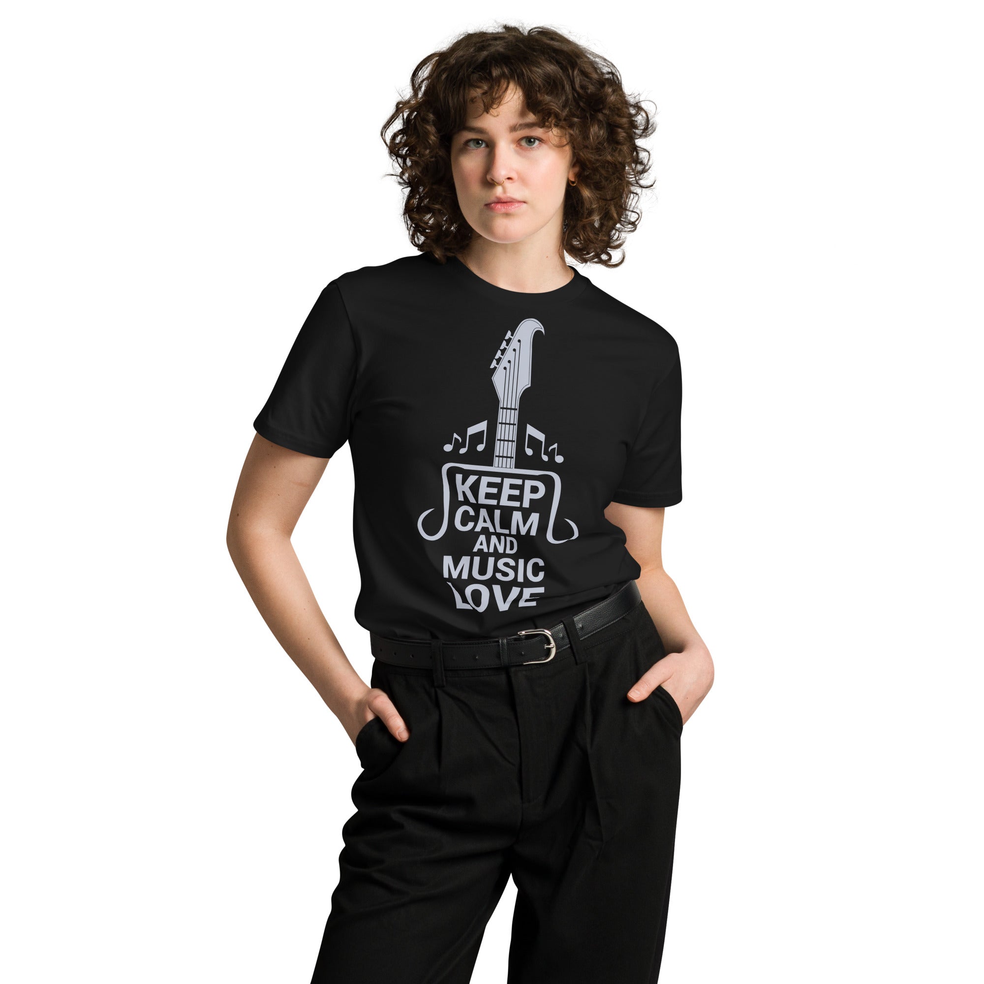 Keep Calm and Music Love Guitar T-Shirt | Gallory Hive