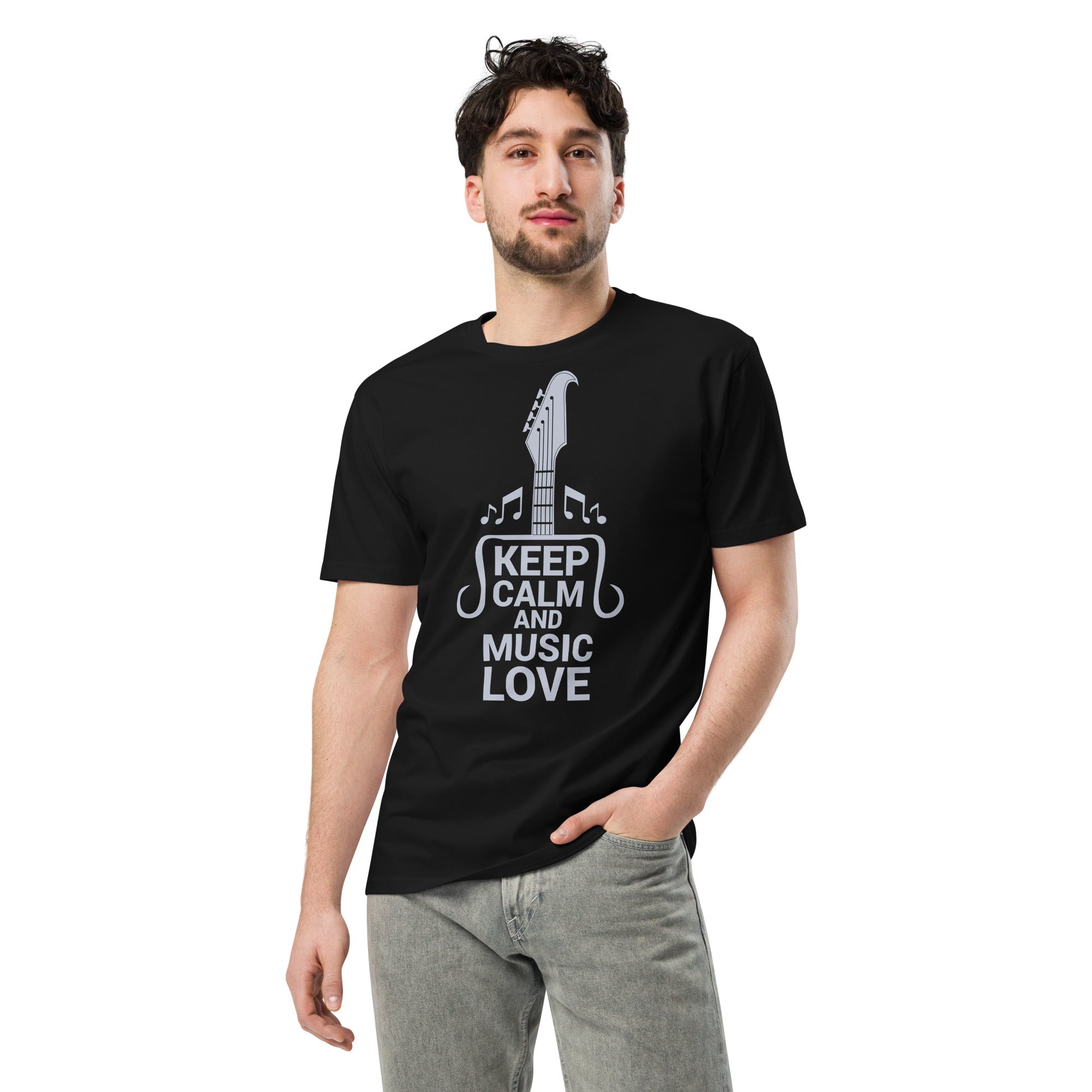 Keep Calm and Music Love Guitar T-Shirt | Gallory Hive