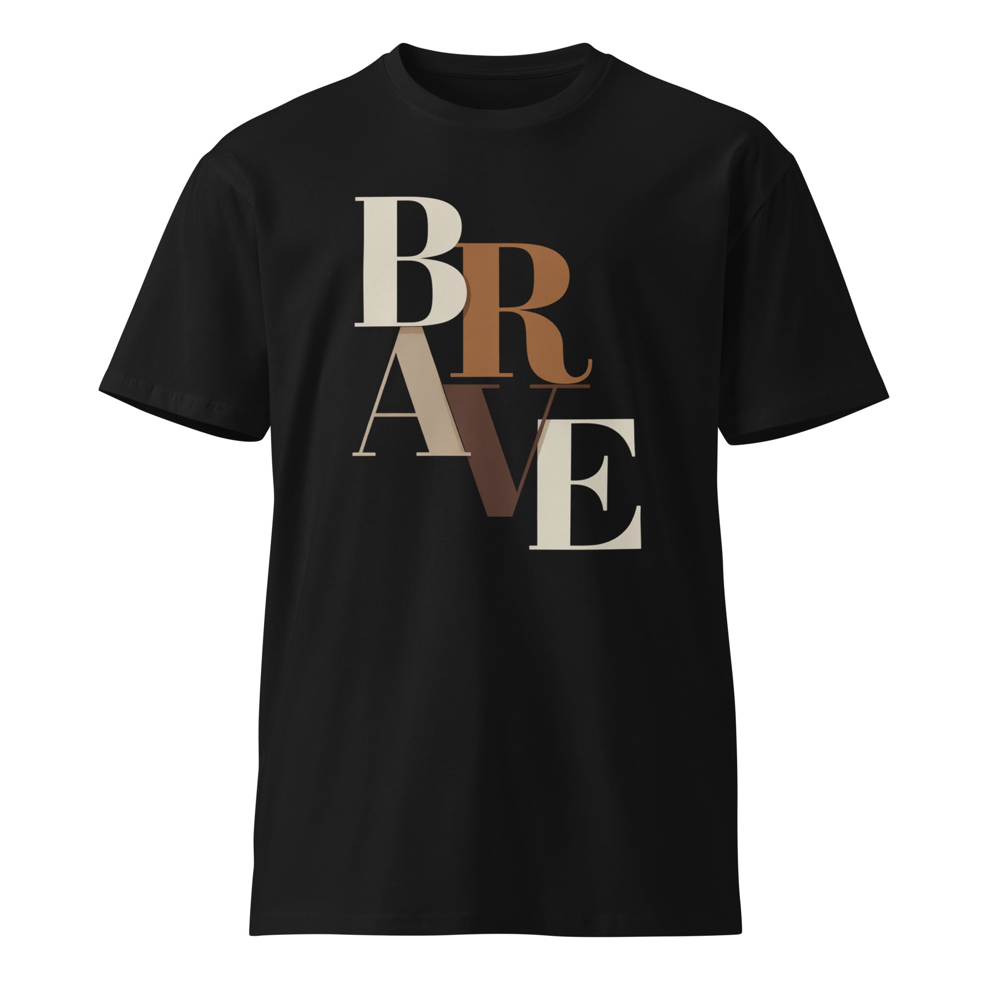 BRAVE Minimalist Neutral Typography Premium T-Shirt | Gallory Hive