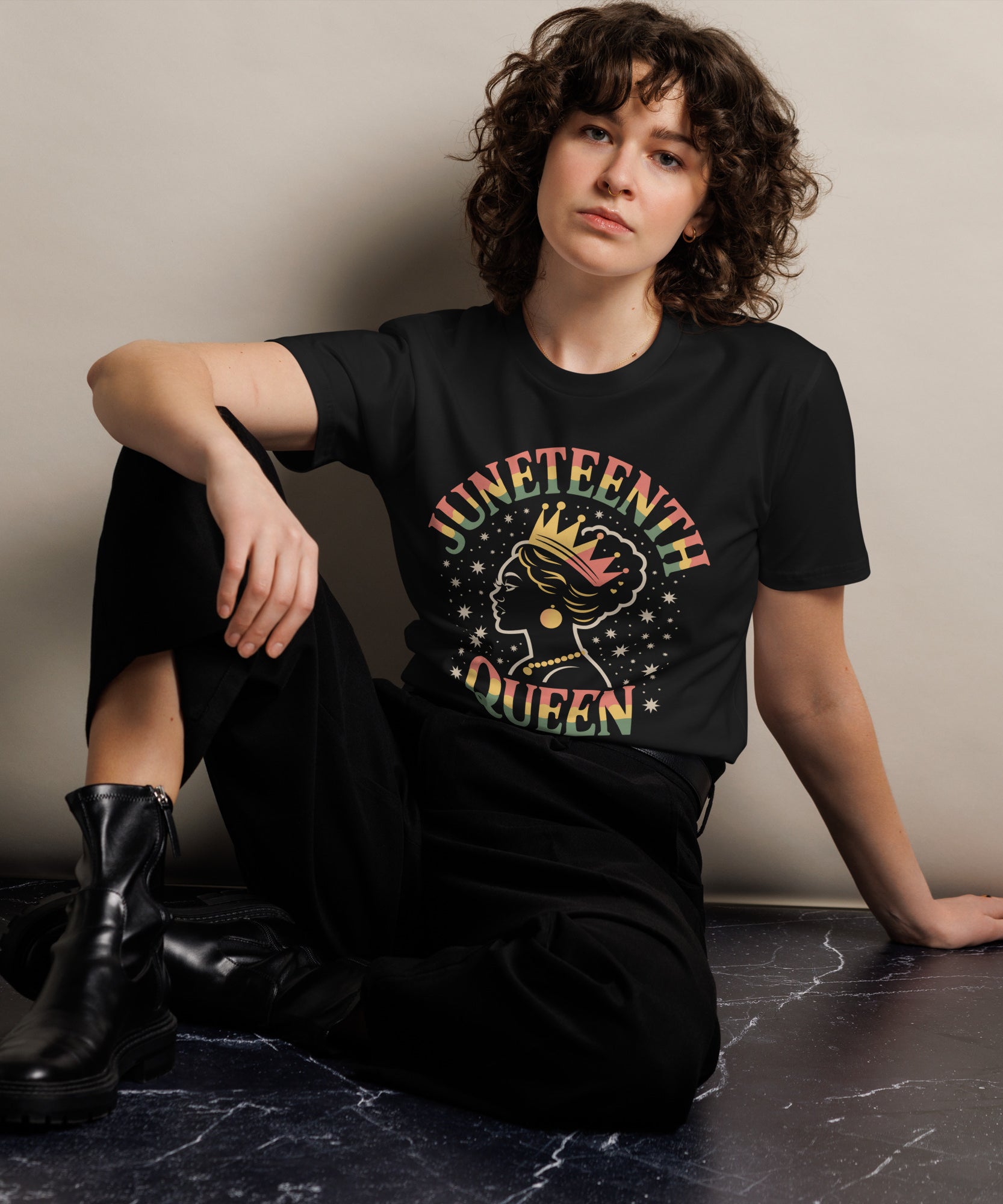 Juneteenth Queen Crown Afro Graphic Unisex Premium T-Shirt | Gallory Hive