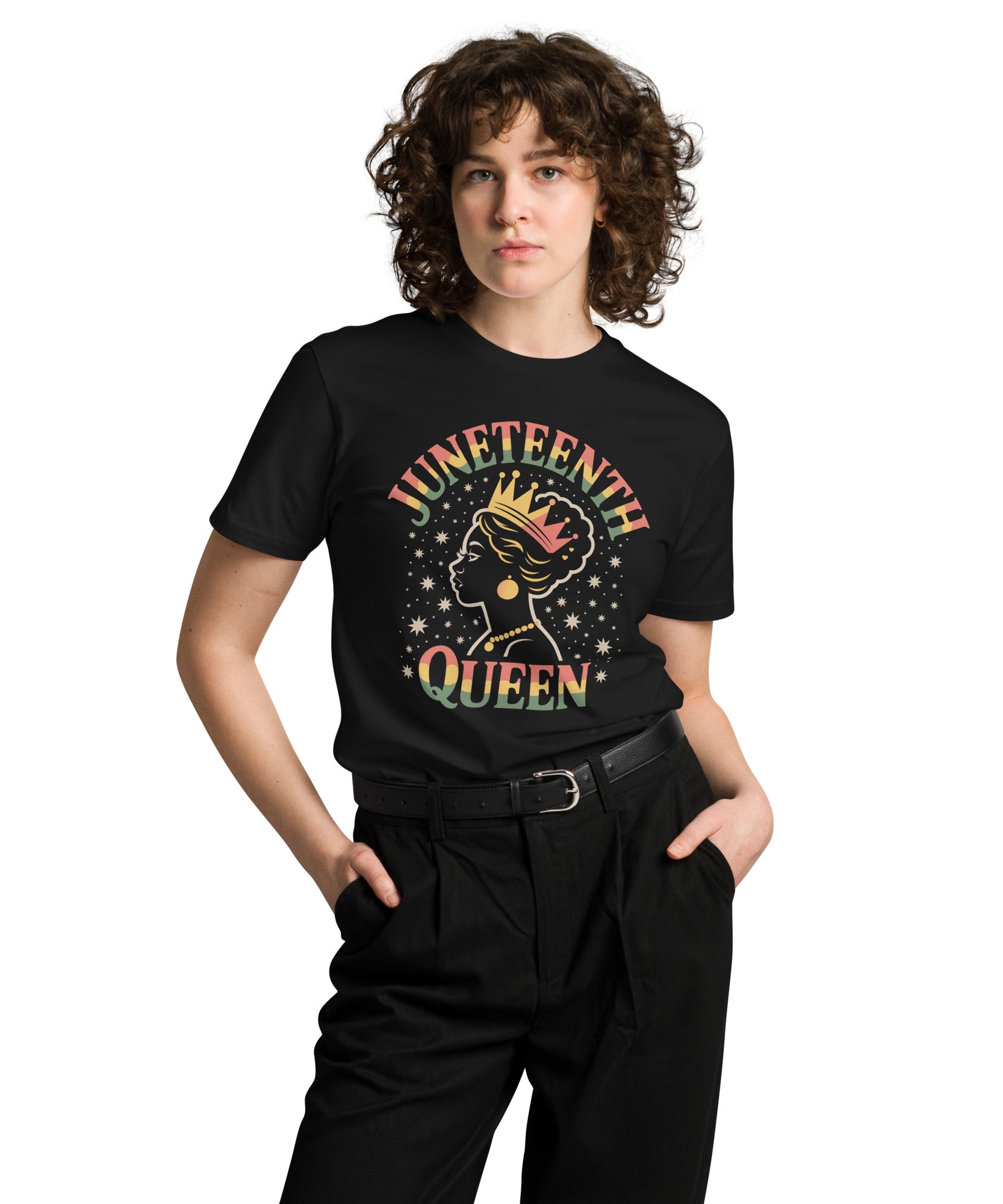 Juneteenth Queen Crown Afro Graphic Unisex Premium T-Shirt | Gallory Hive