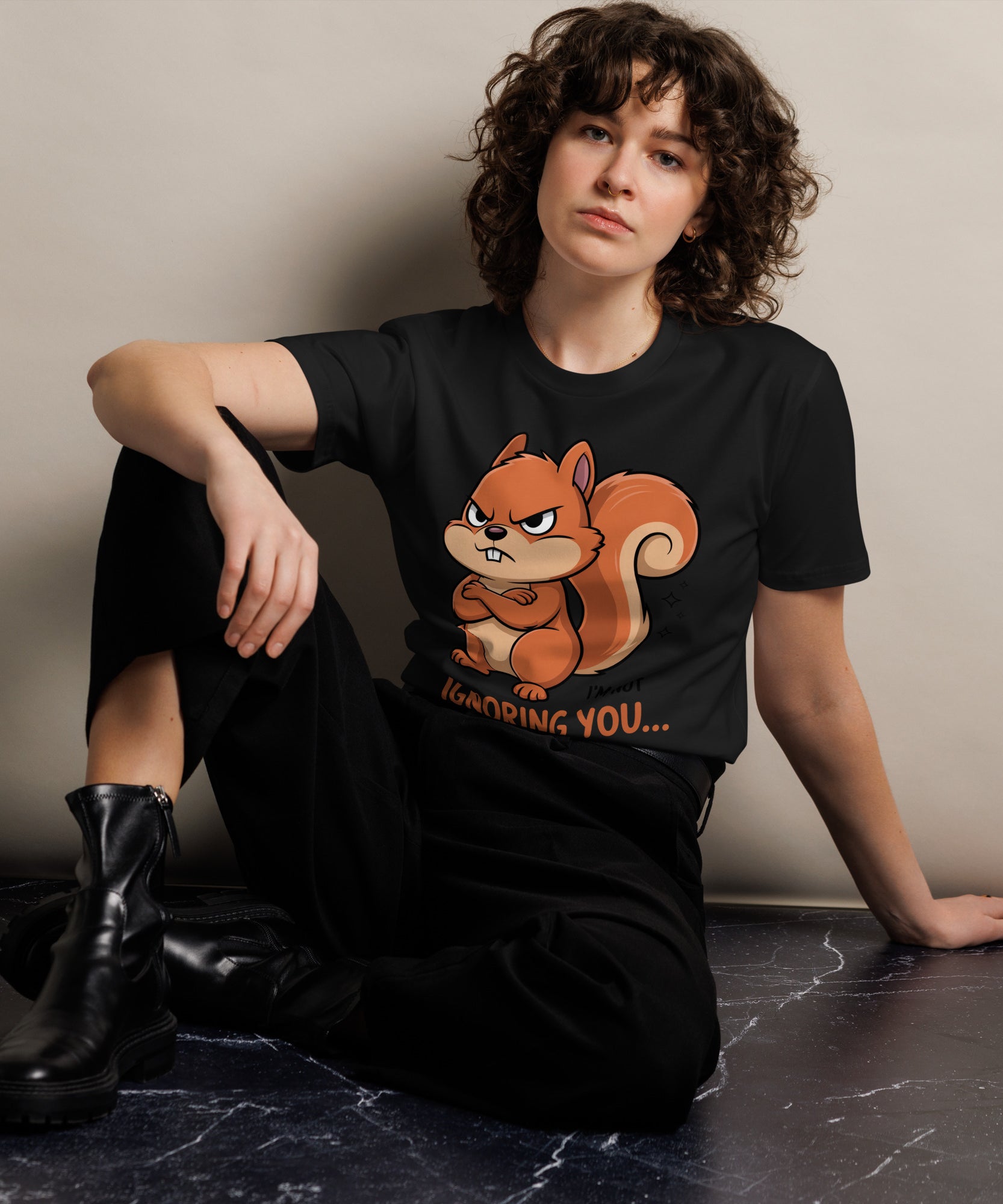 Ignoring You Funny Angry Squirrel Premium Cotton T-Shirt | Gallory Hive