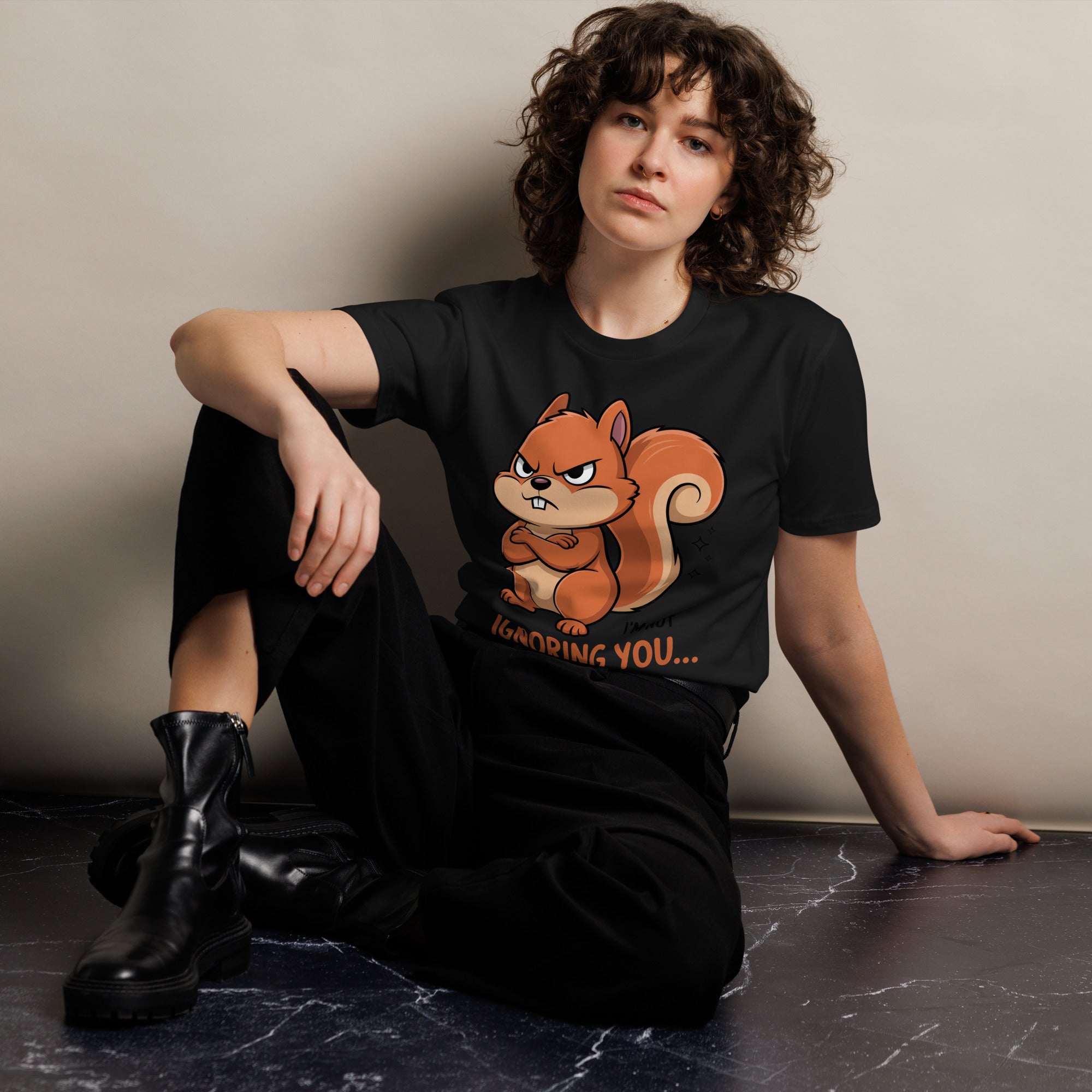 Ignoring You Funny Angry Squirrel Premium Cotton T-Shirt | Gallory Hive