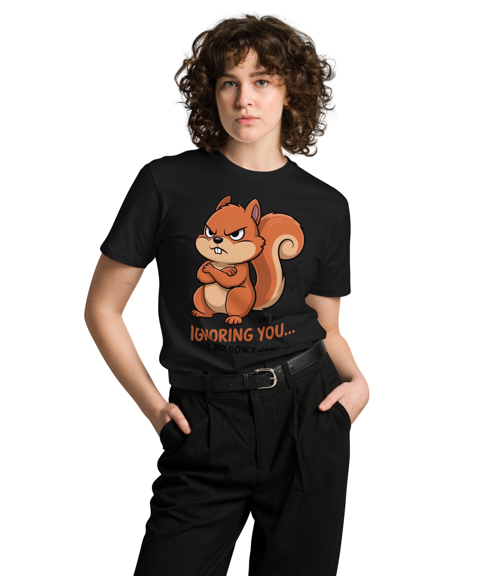 Ignoring You Funny Angry Squirrel Premium Cotton T-Shirt | Gallory Hive