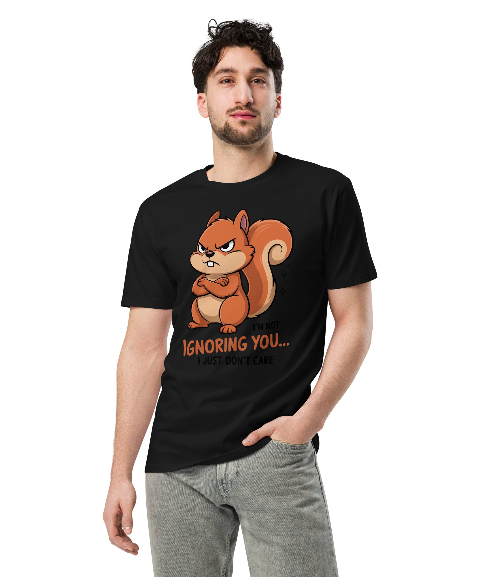 Ignoring You Funny Angry Squirrel Premium Cotton T-Shirt | Gallory Hive