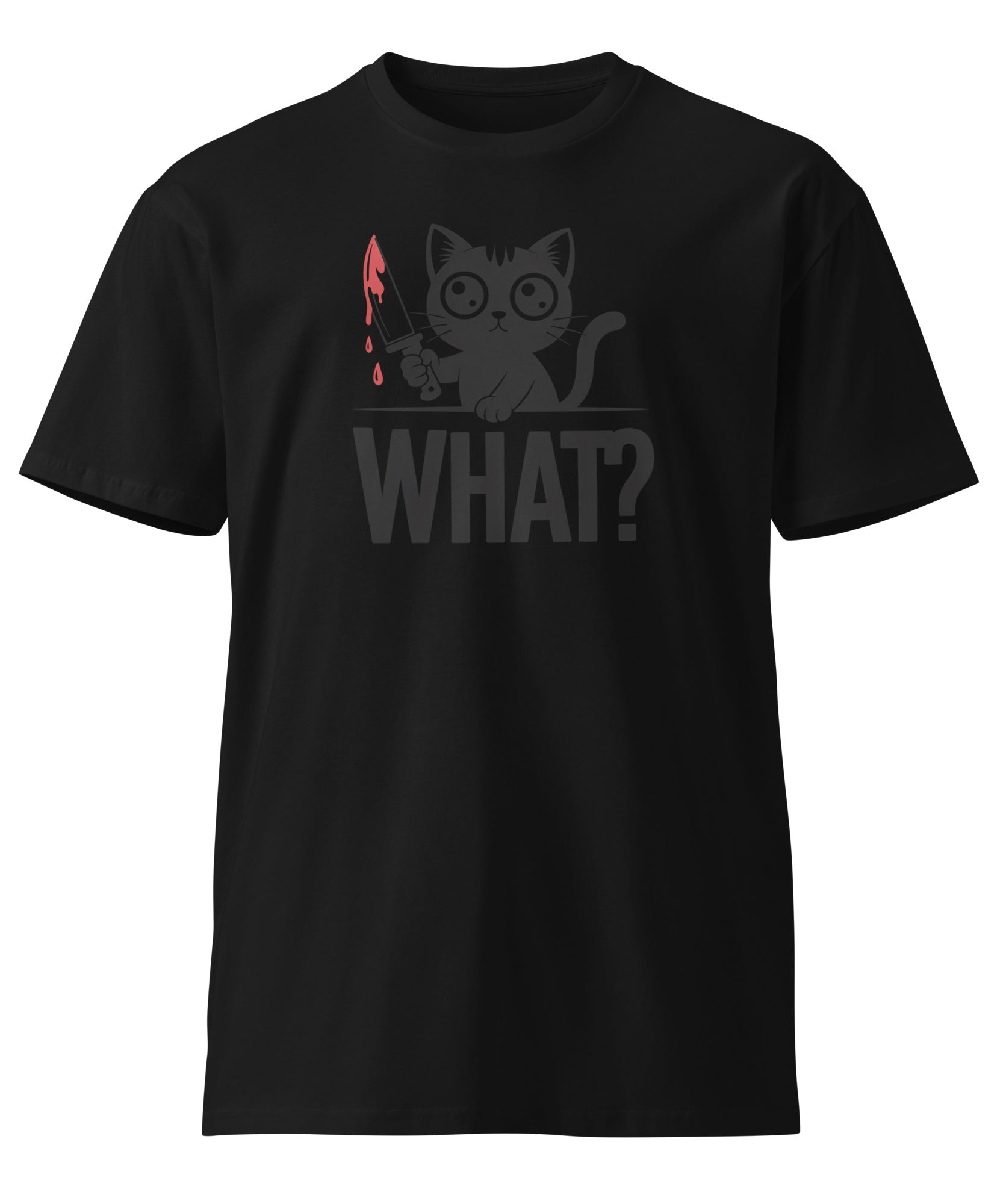 Funny Horror Cat What Graphic Unisex Premium T-Shirt | Gallory Hive