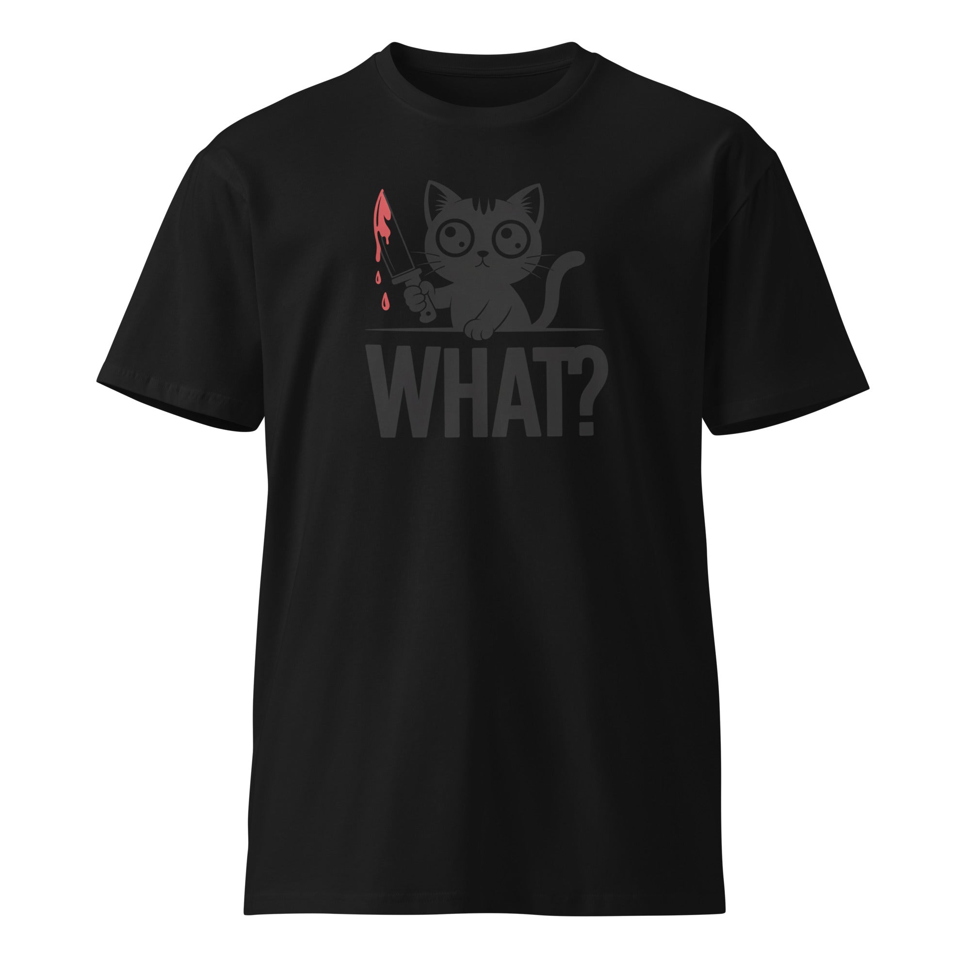 Funny Horror Cat What Graphic Unisex Premium T-Shirt | Gallory Hive