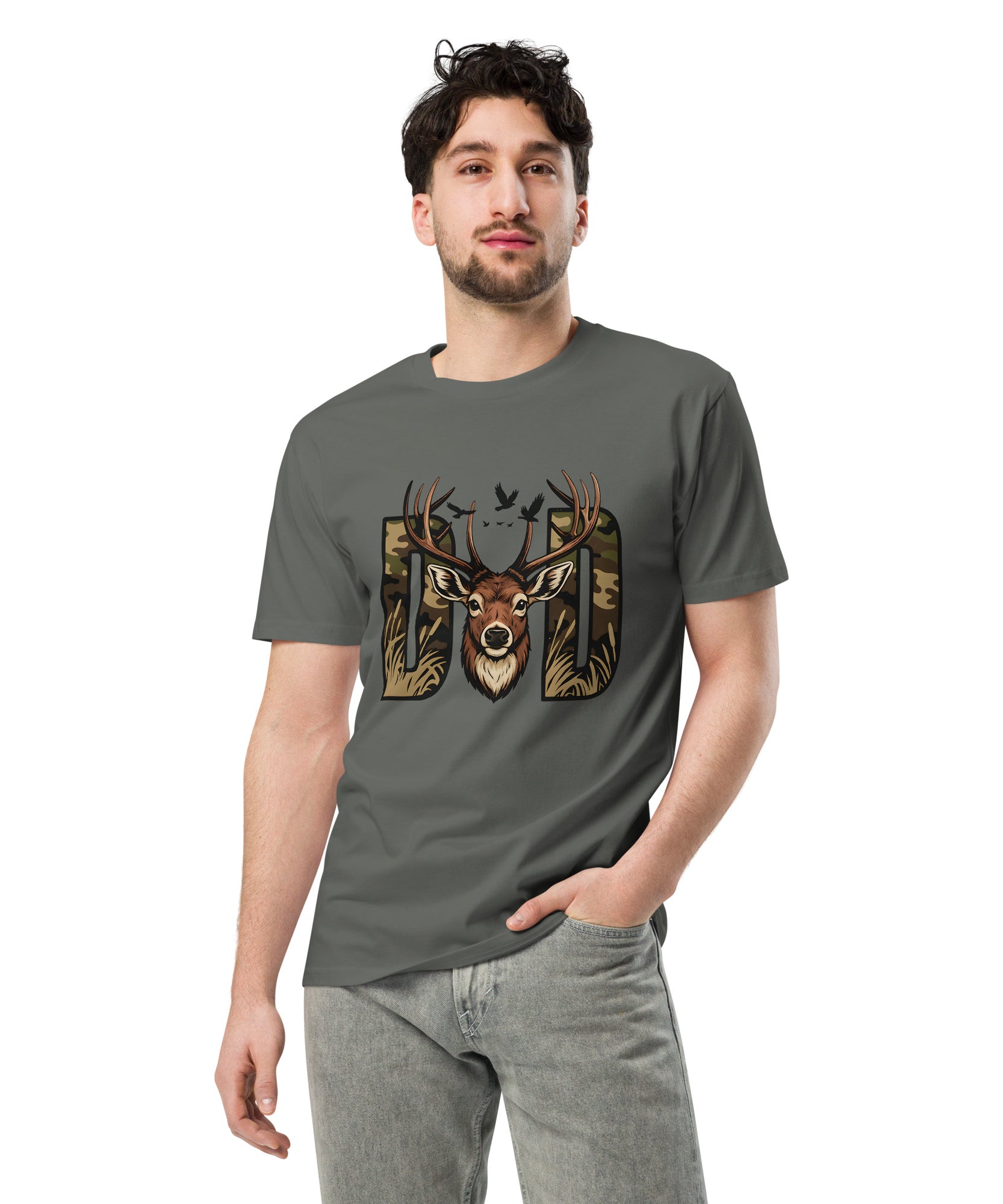 Dad Deer Hunting Premium Cotton T-Shirt | Gallory Hive