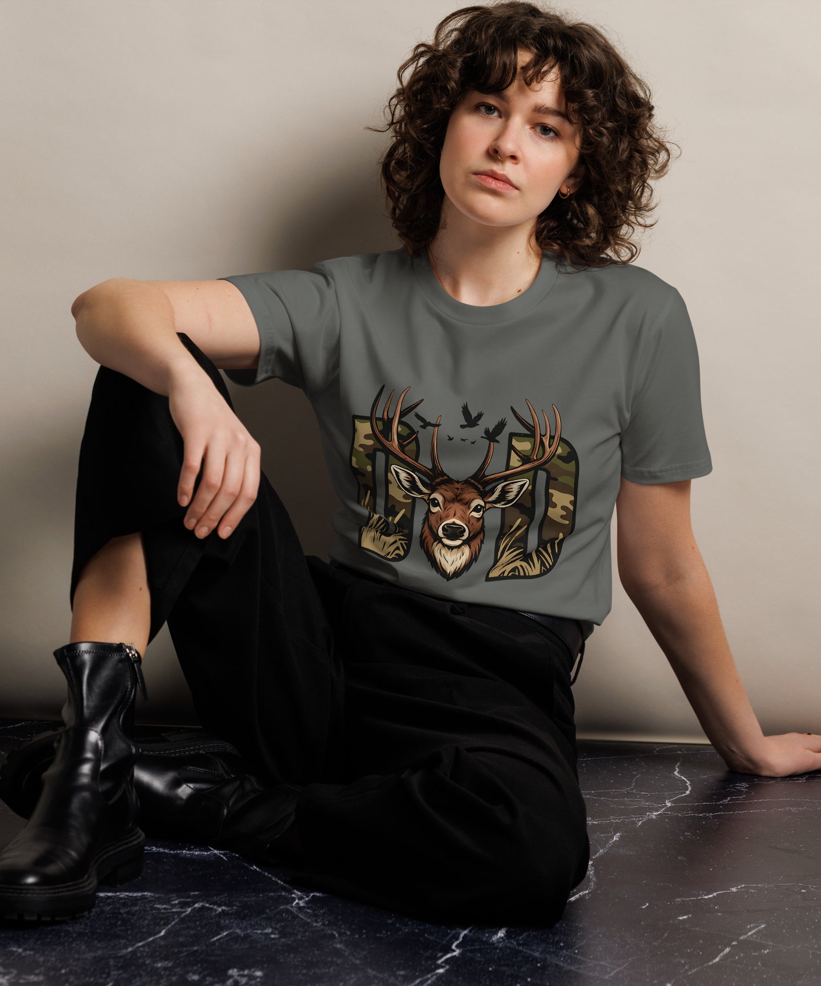 Dad Deer Hunting Premium Cotton T-Shirt | Gallory Hive
