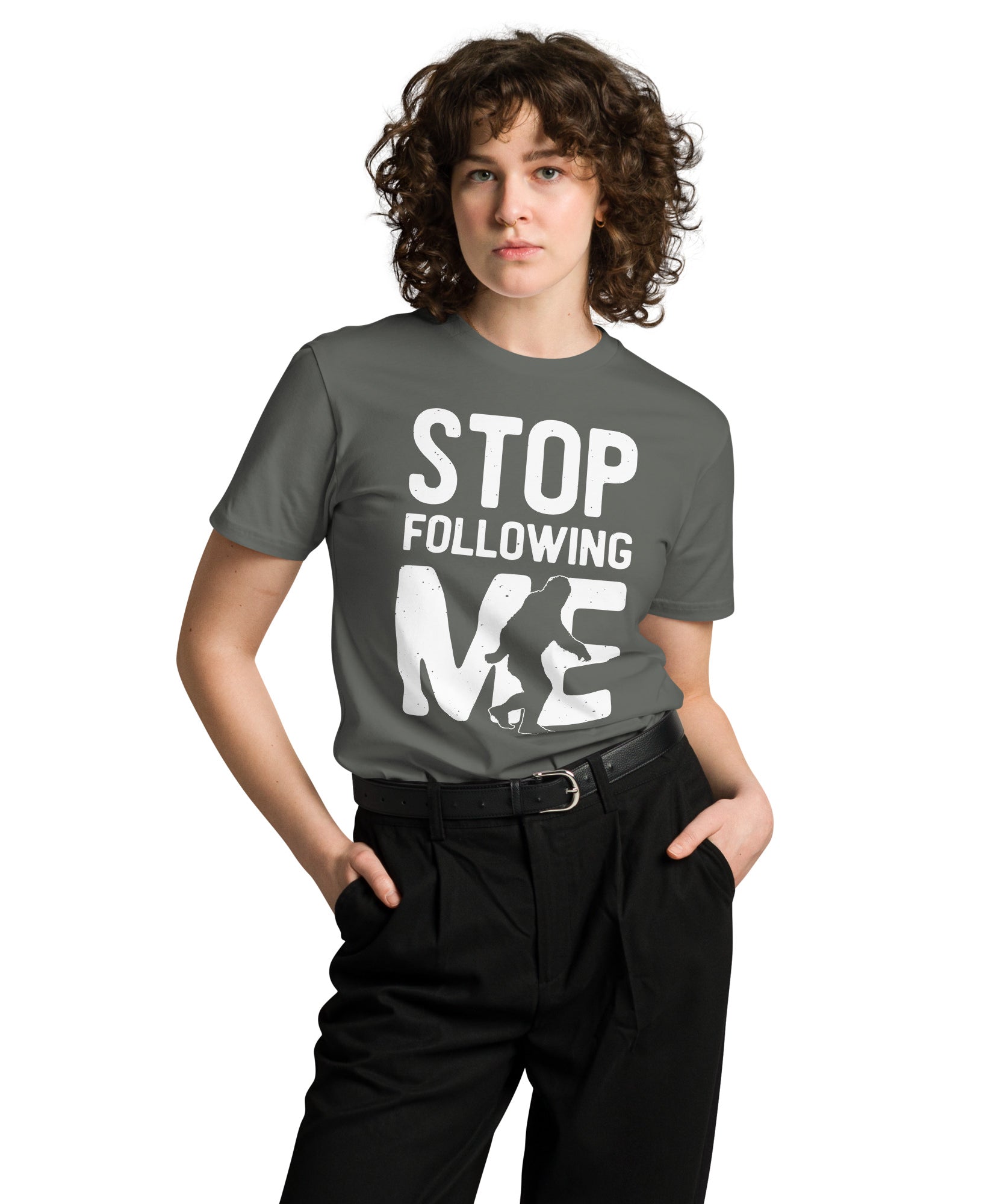 Stop Following Me Bigfoot Unisex Premium T-Shirt | Gallory Hive
