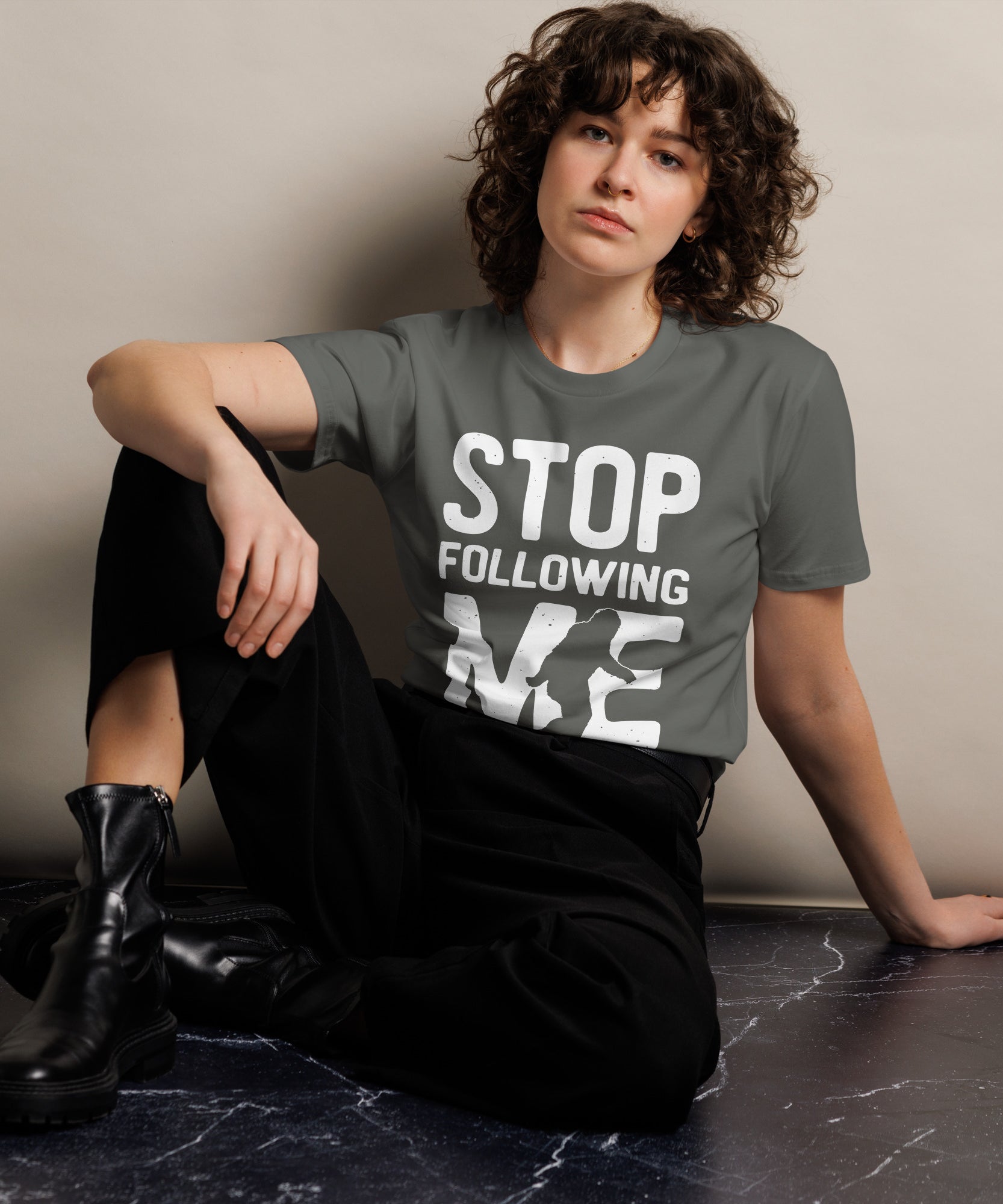 Stop Following Me Bigfoot Unisex Premium T-Shirt | Gallory Hive