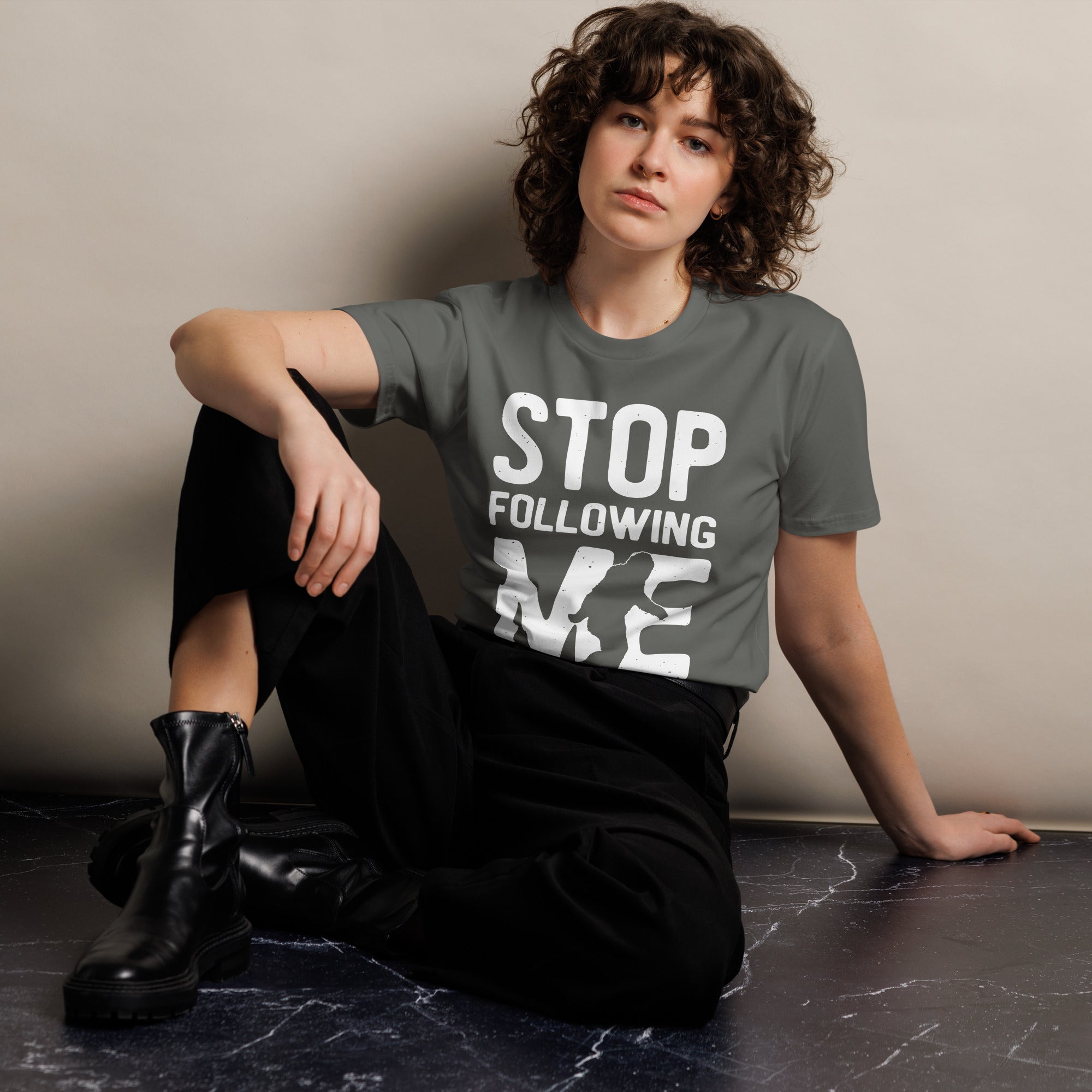Stop Following Me Bigfoot Unisex Premium T-Shirt | Gallory Hive