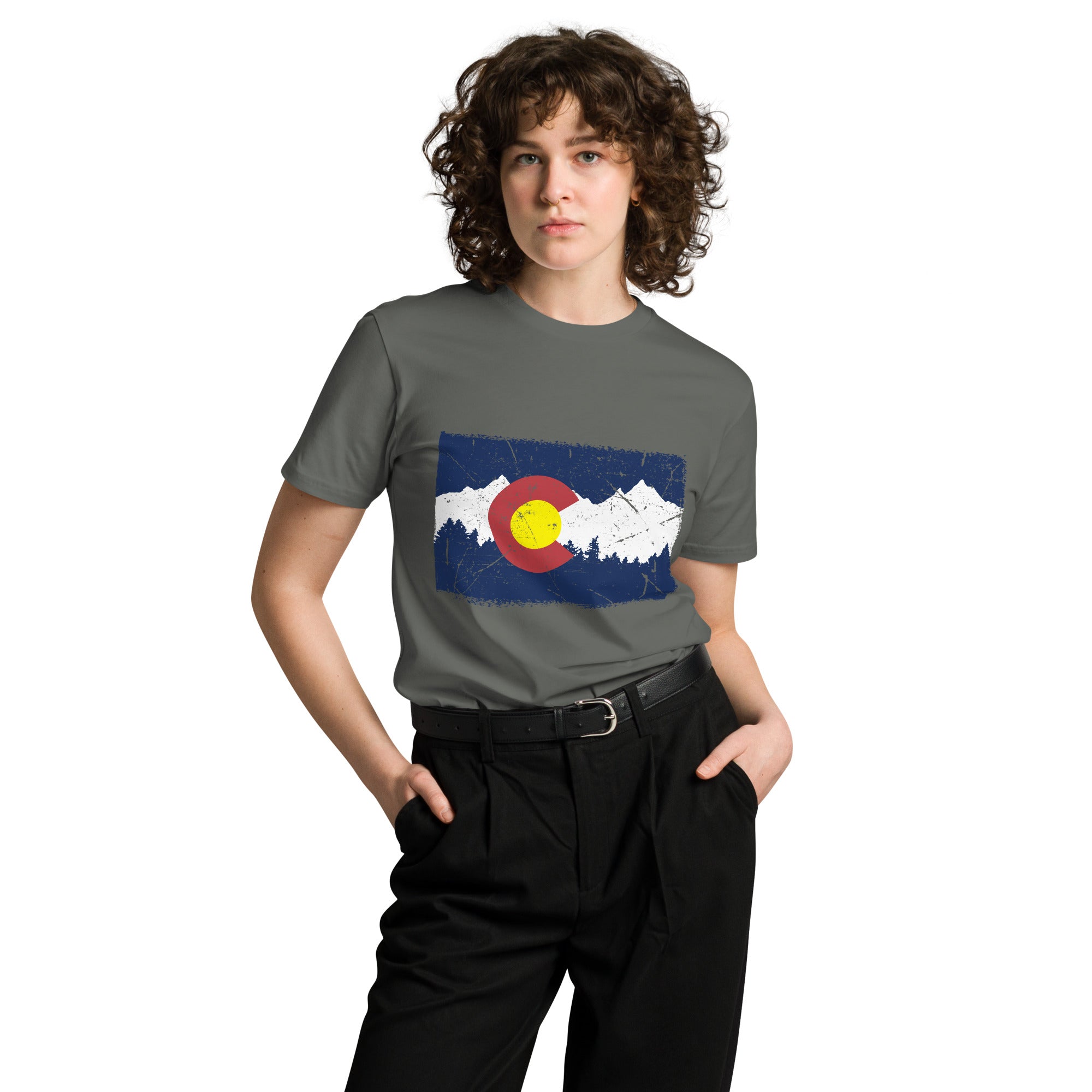 Colorado Mountain Flag Graphic Cotton T-Shirt | Gallory Hive